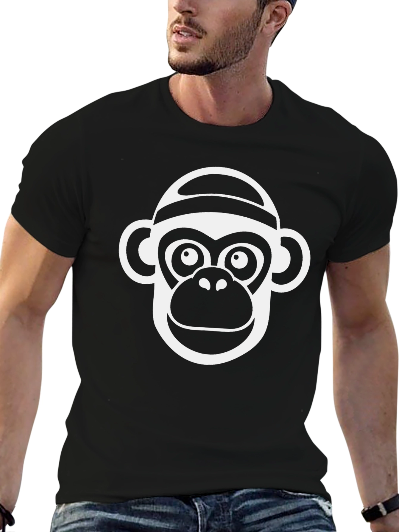 Funky Monkey Graphic Tee - Black Cotton T-Shirt