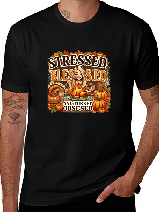 Stressed Blessed Turkey Obsessed Graphic Tee