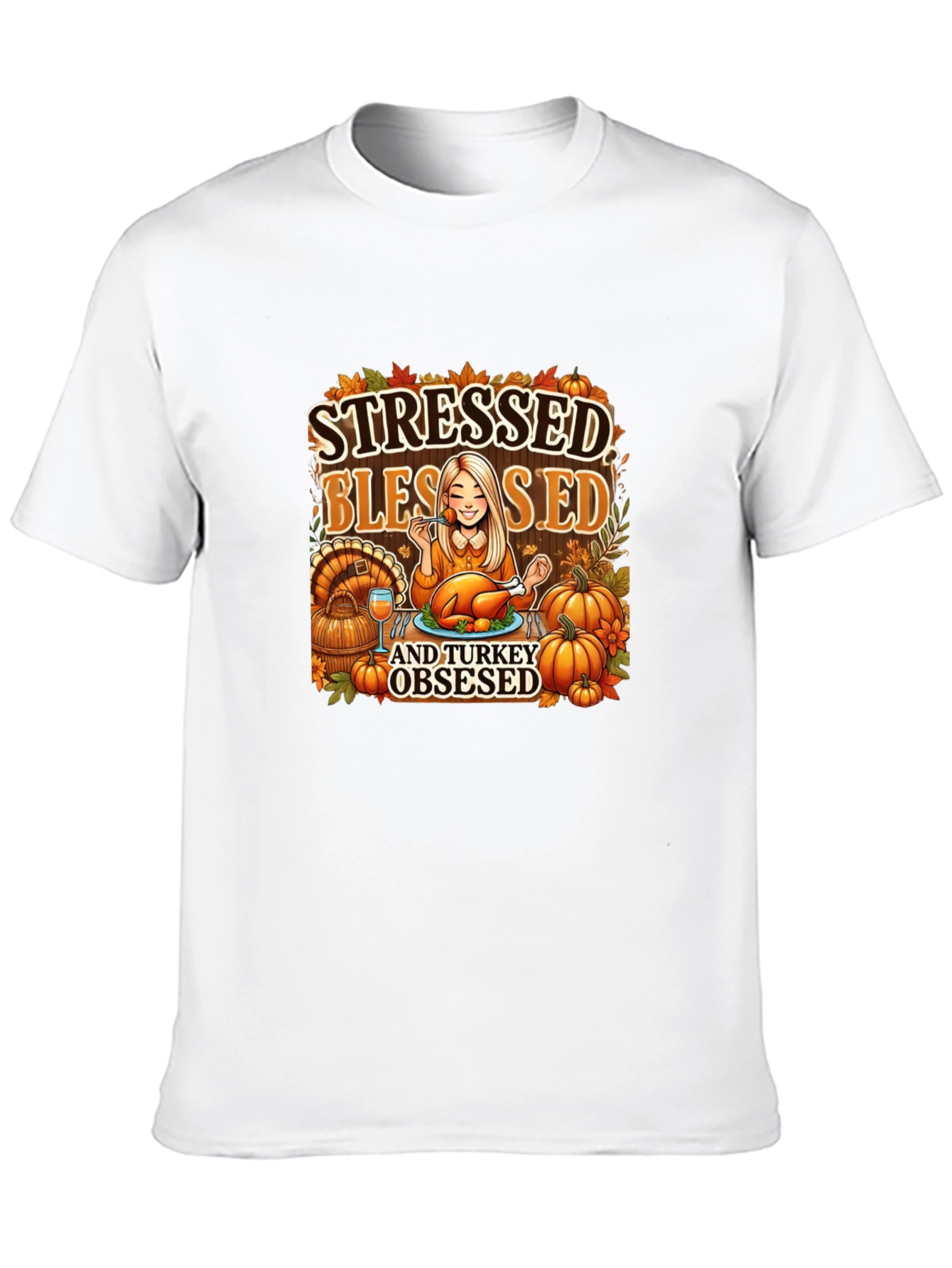 Stressed Blessed Turkey Obsessed Graphic Tee