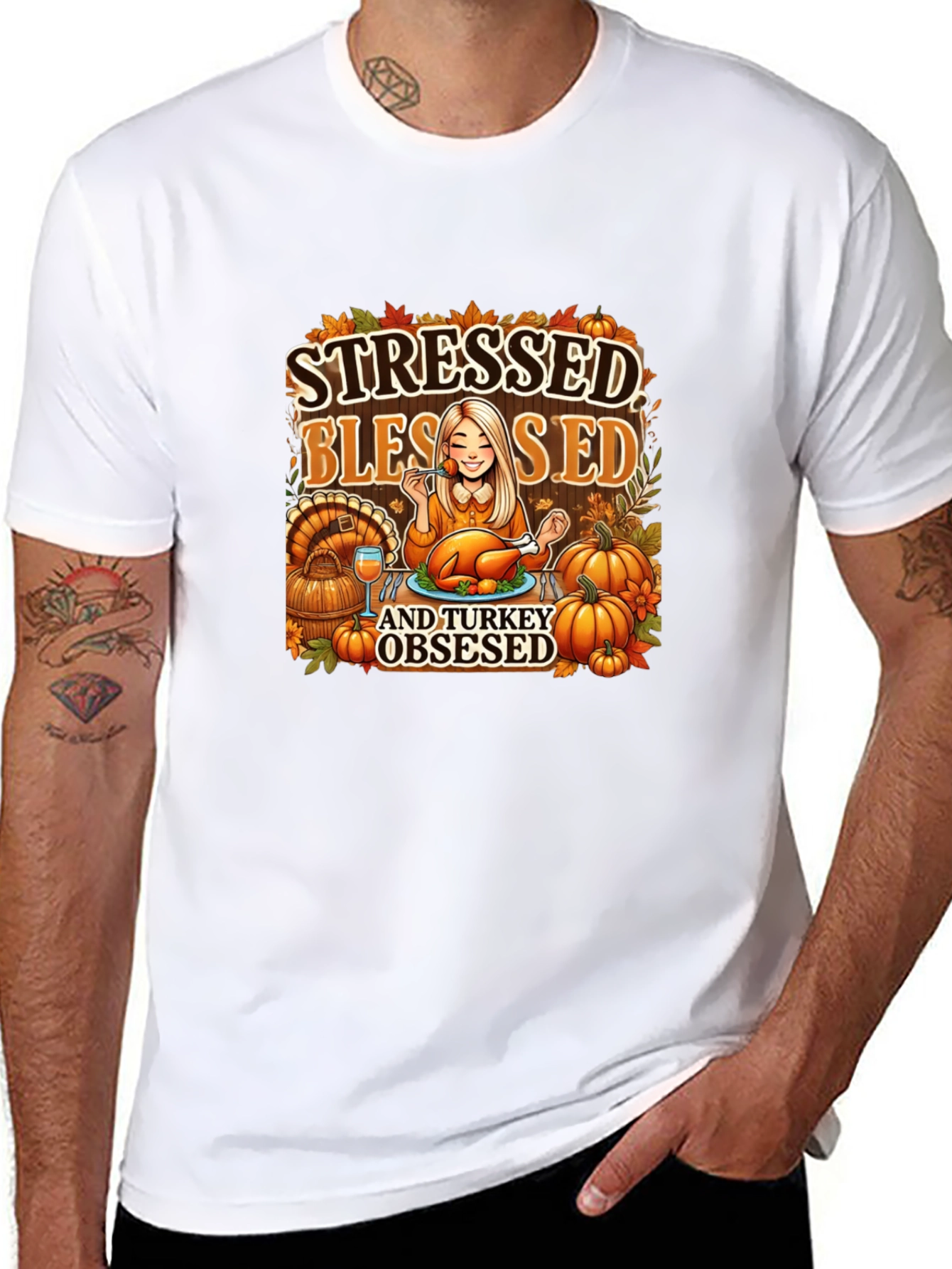 Stressed Blessed Turkey Obsessed Graphic Tee