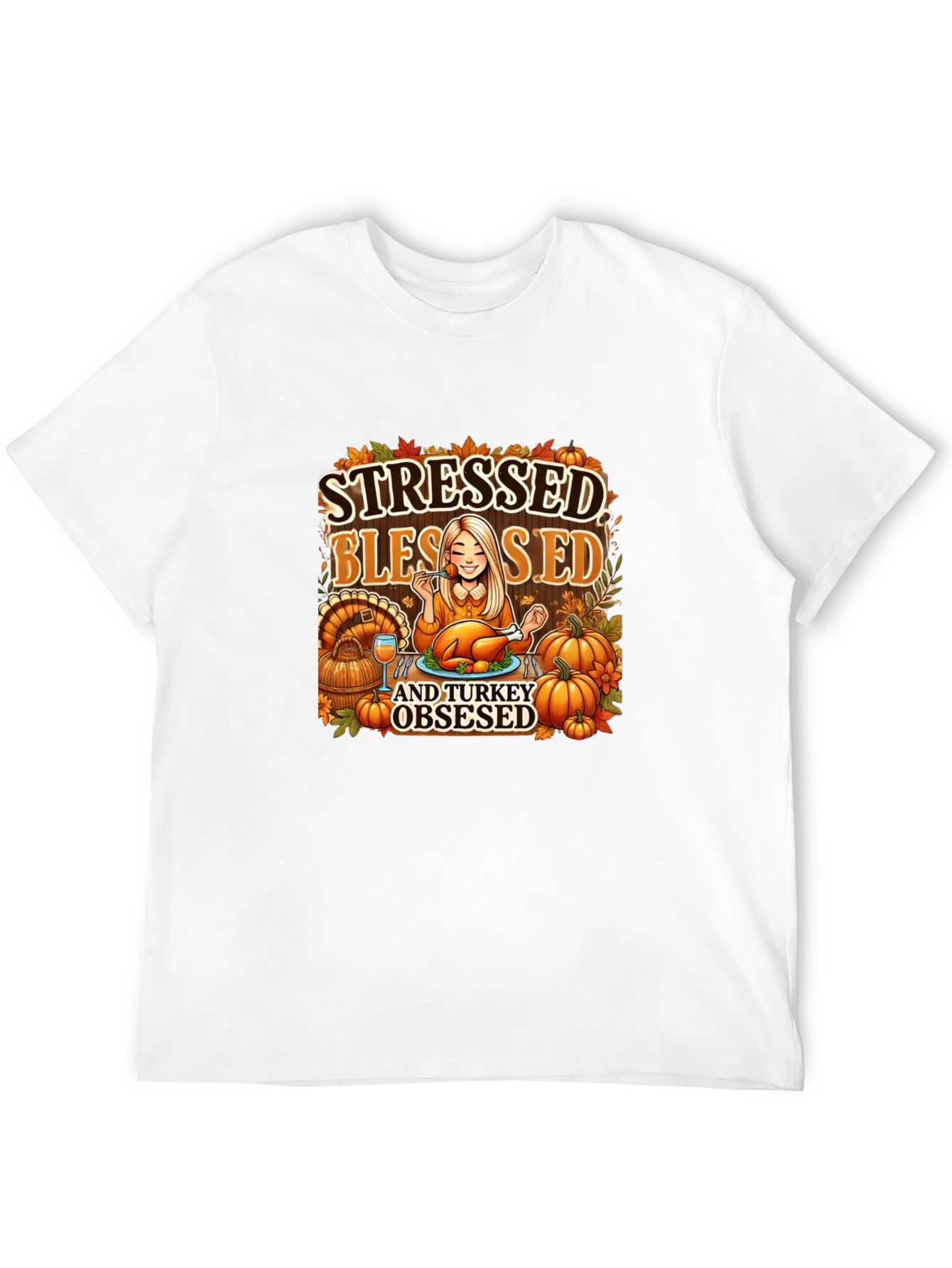 Stressed Blessed Turkey Obsessed Graphic Tee