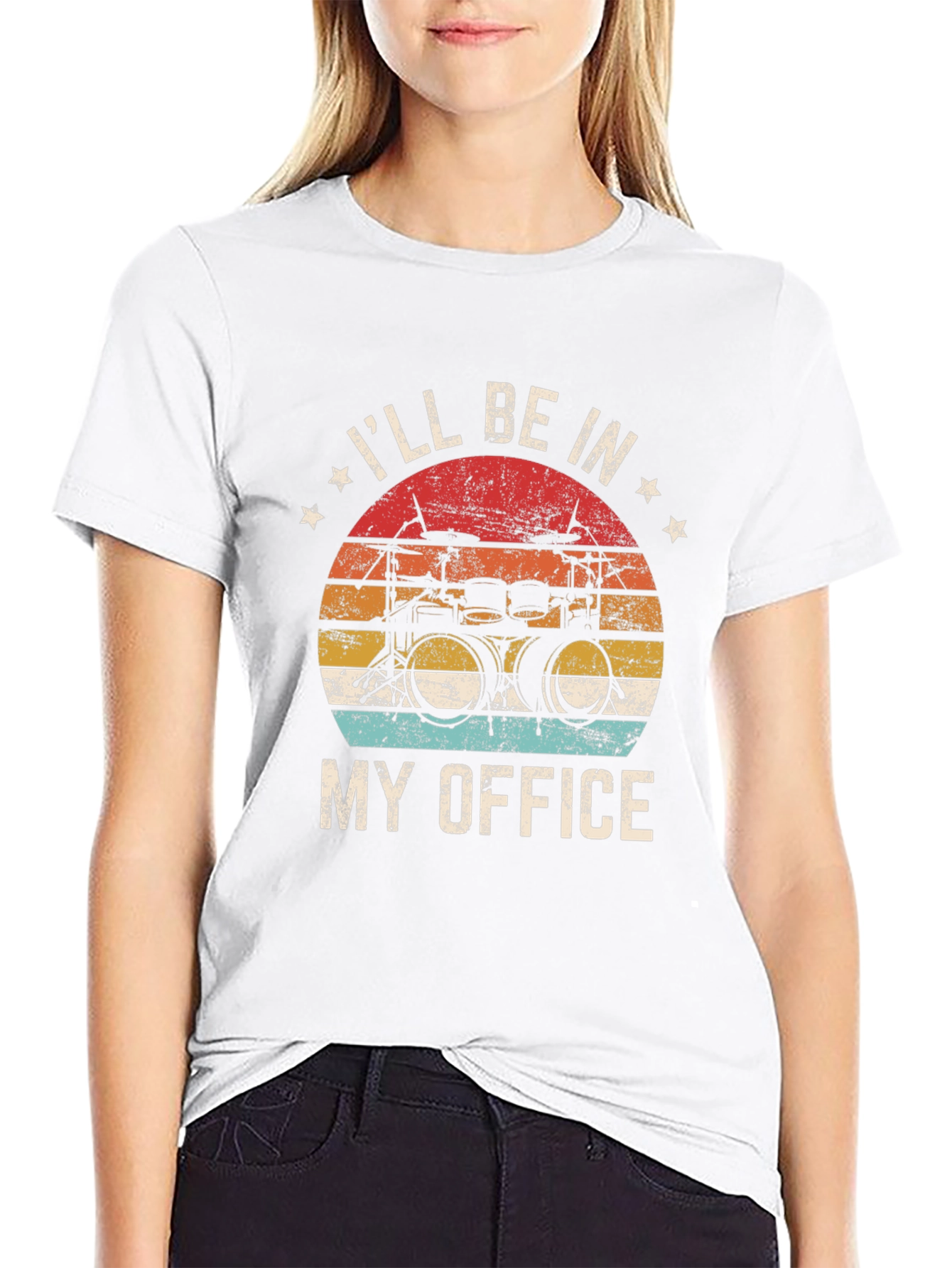 Drummers Office T-Shirt - Black Crew Neck