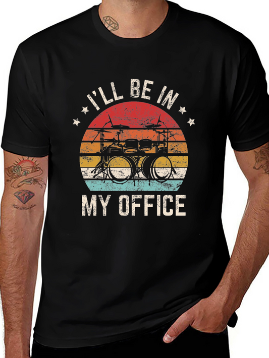 Drummers Office T-Shirt - Black Crew Neck