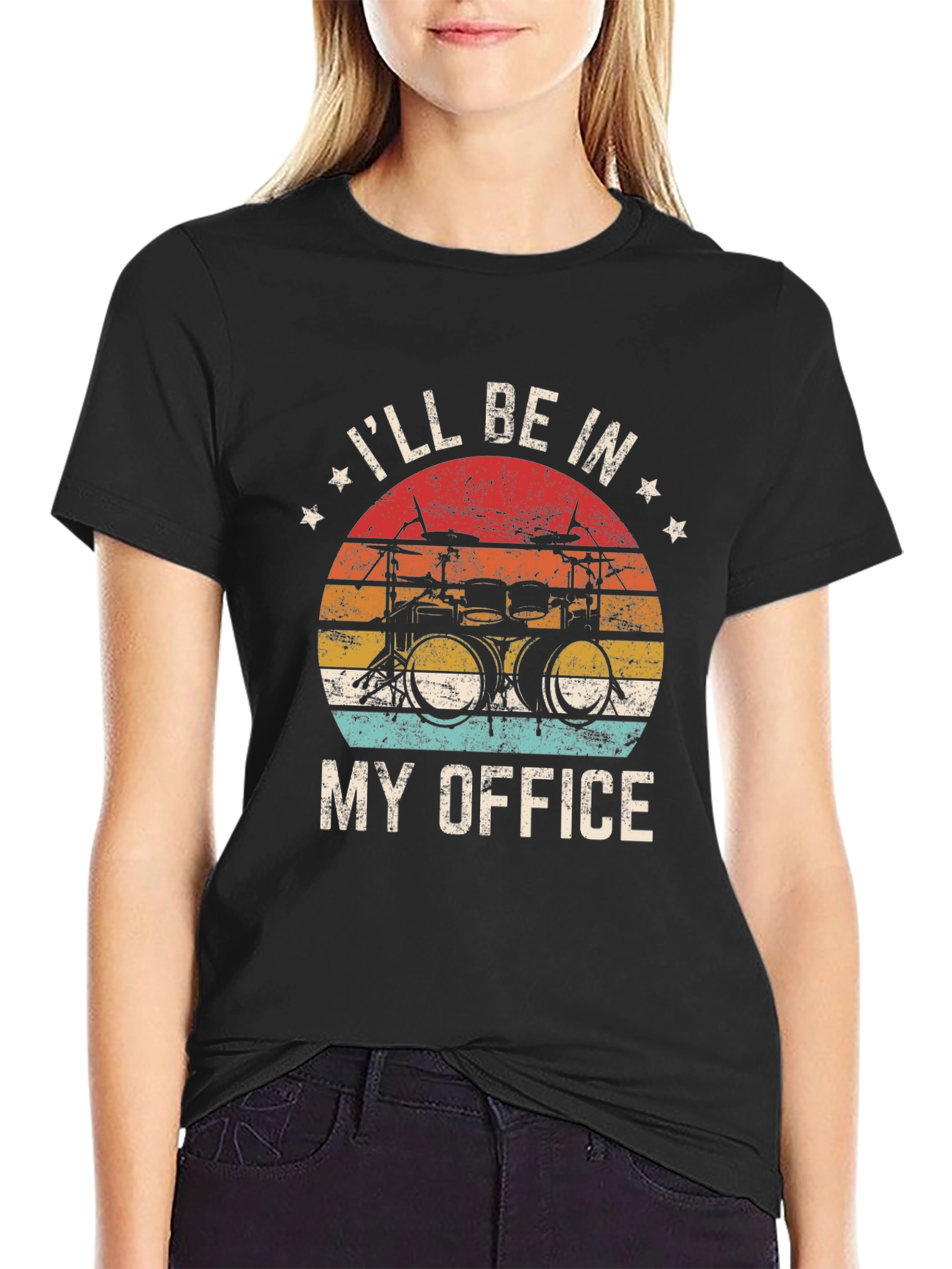 Drummers Office T-Shirt - Black Crew Neck