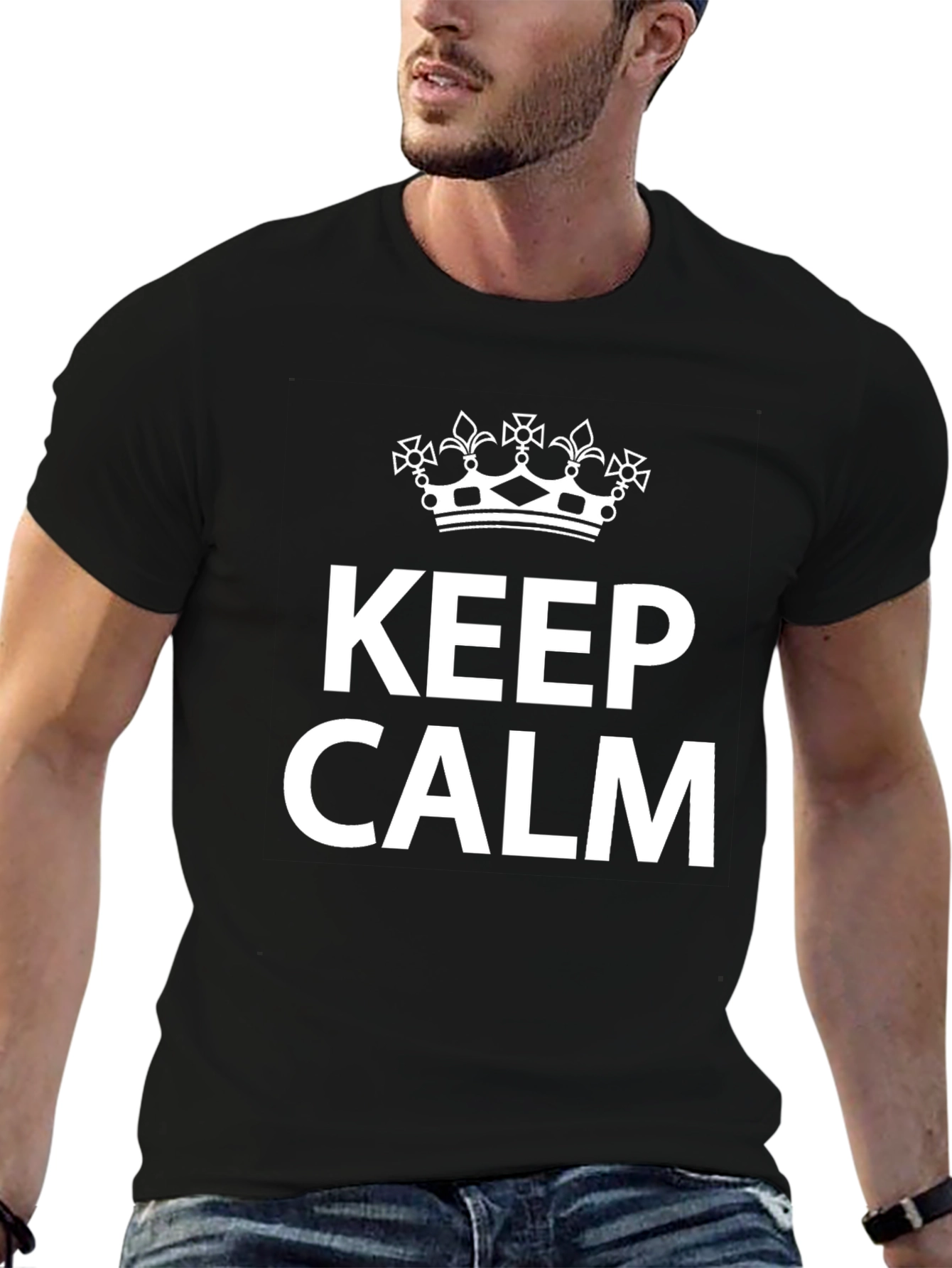 Keep Calm Graphic Tee - Black Cotton T-Shirt