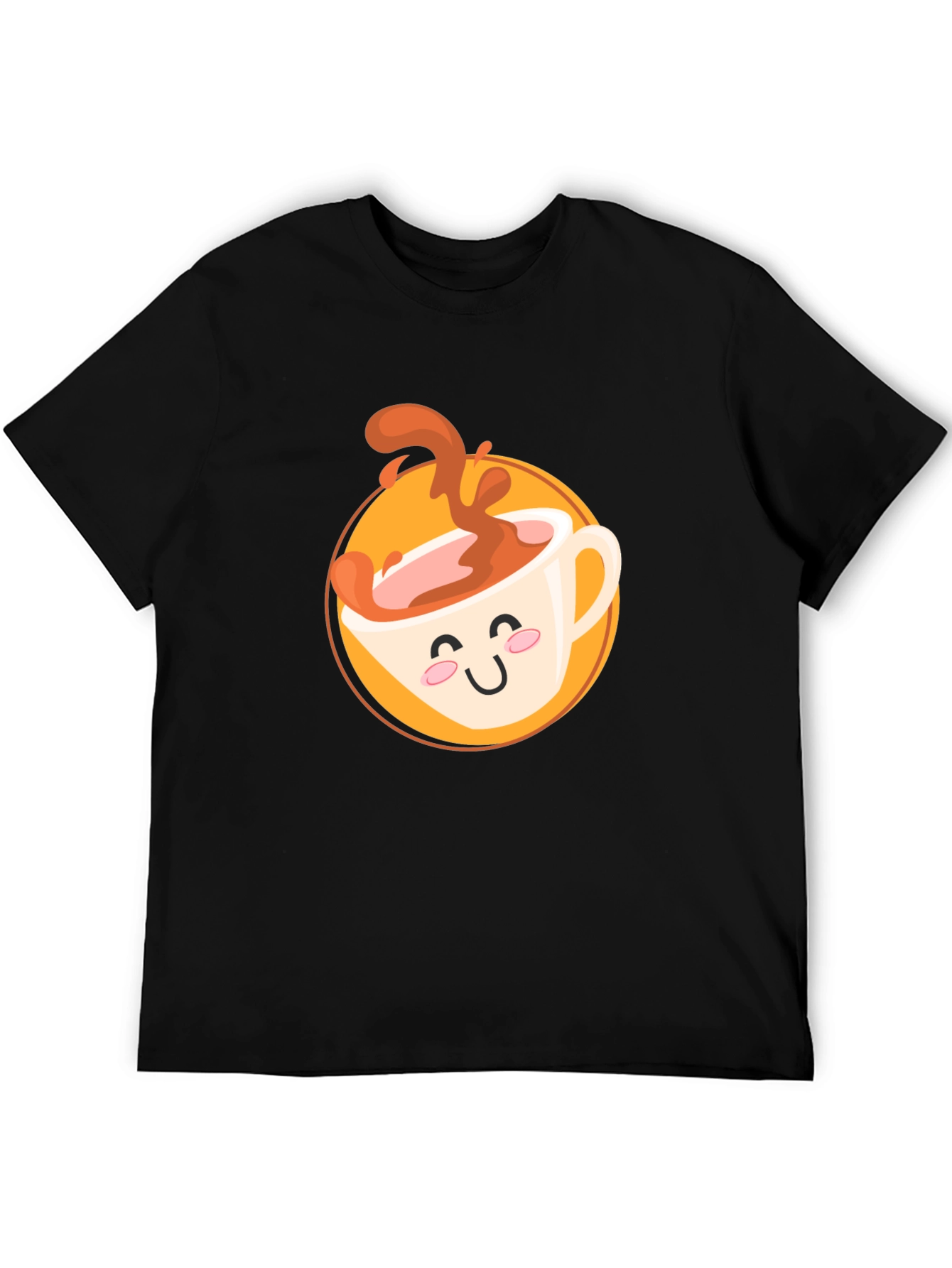 Cute Coffee Cup Graphic T-Shirt - Black