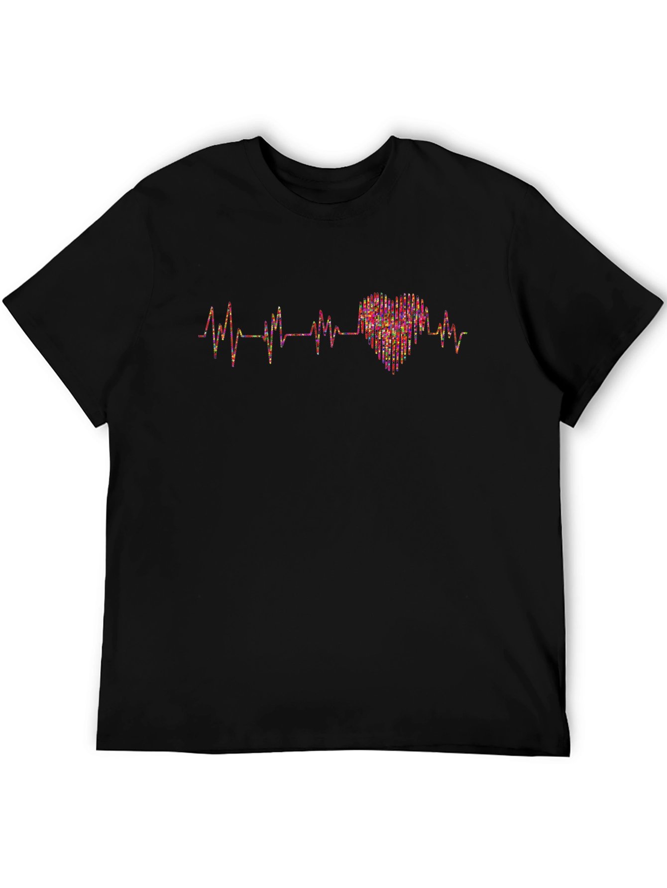Heartbeat Love Graphic Black T-Shirt