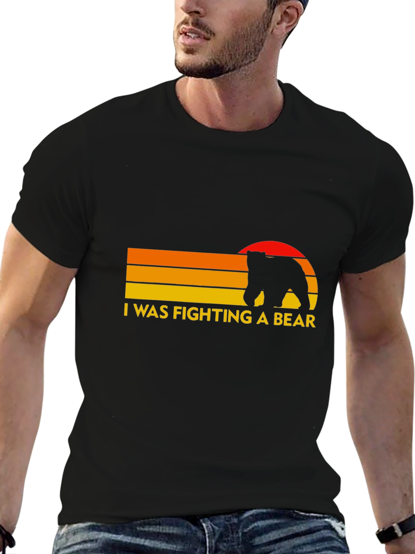 I Was Fighting A Bear Funny Graphic Tee