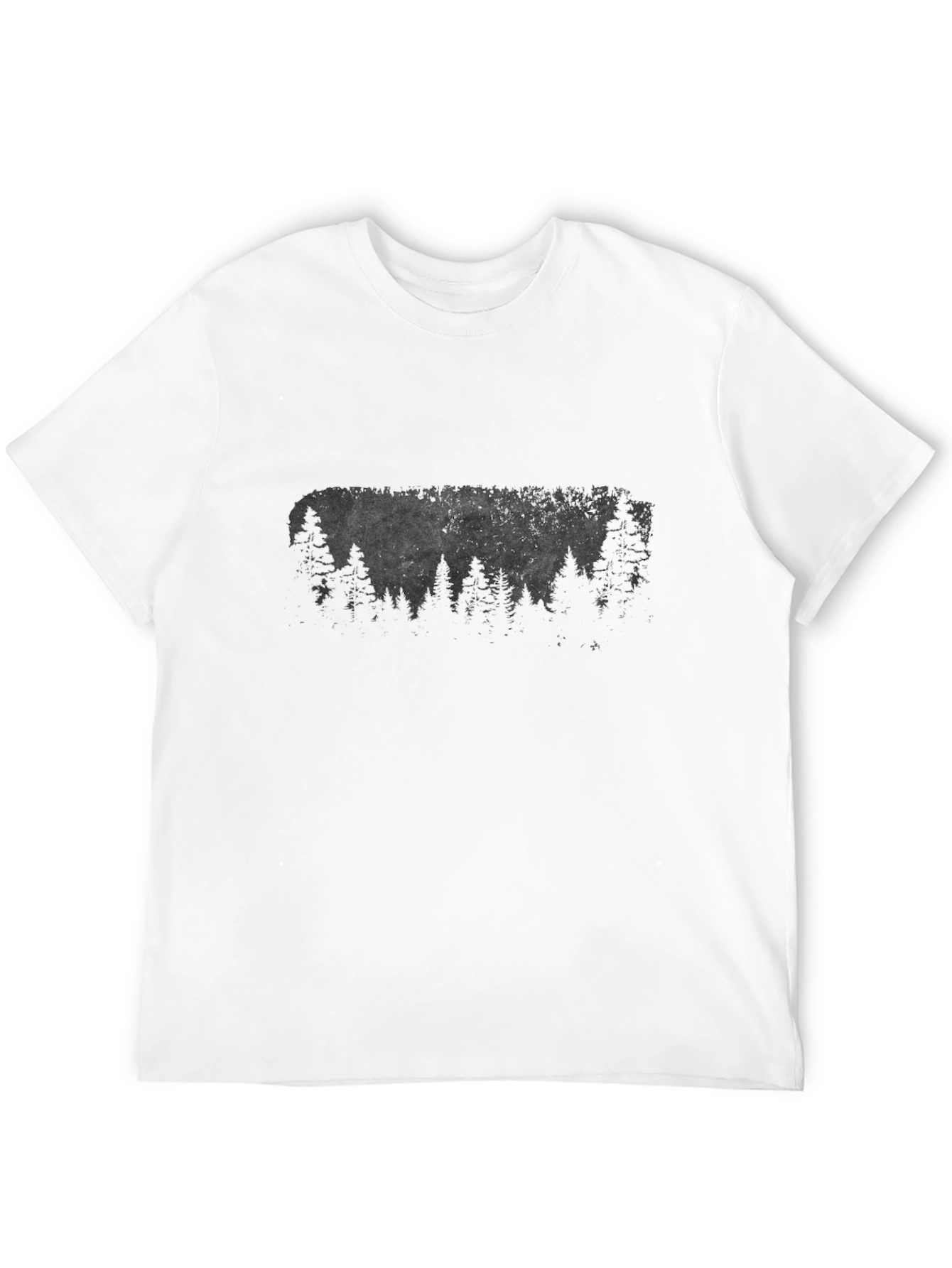 Mens Black T-Shirt with Forest Silhouette Graphic