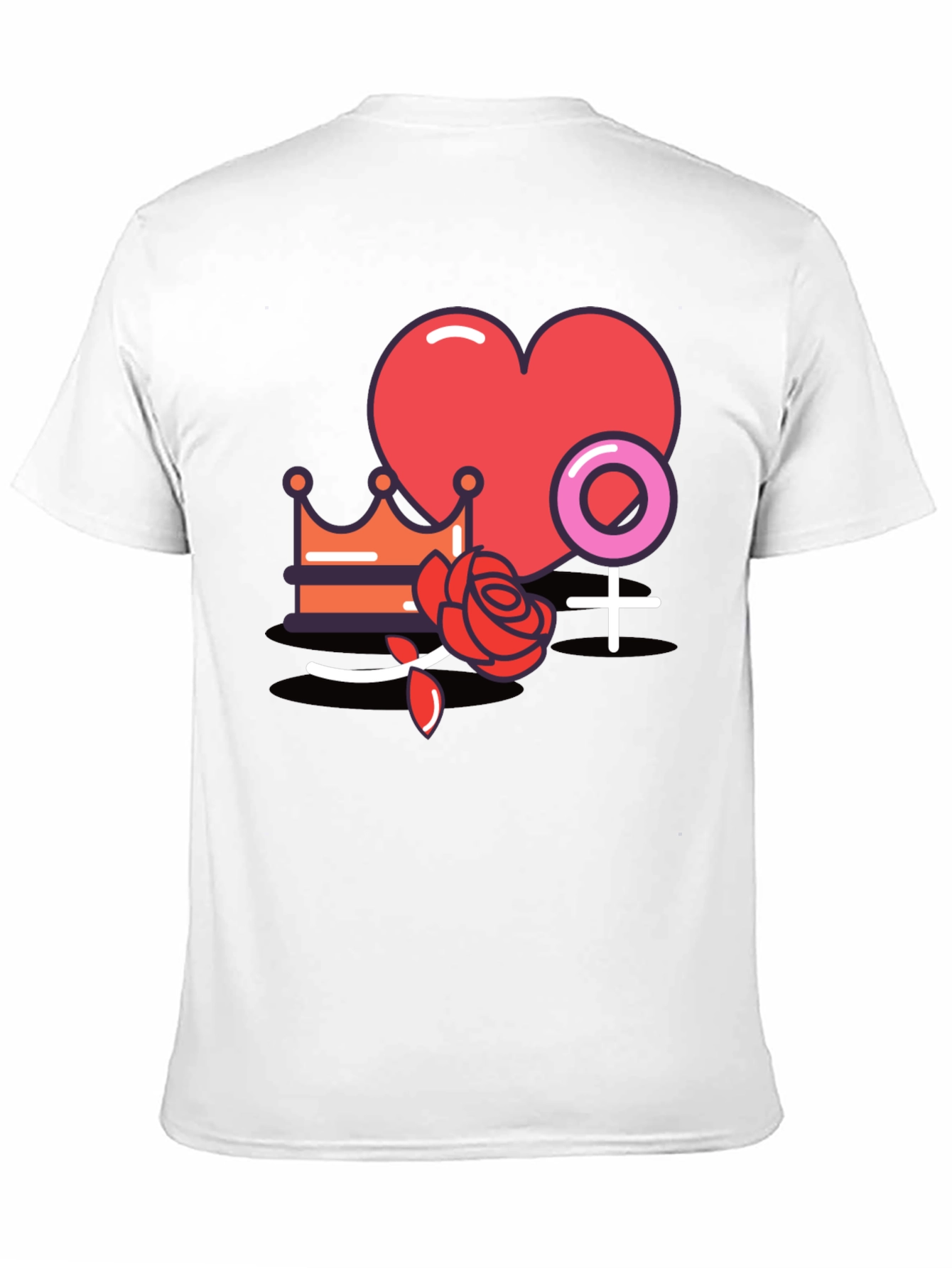 Heart Crown Rose Graphic Black T-Shirt