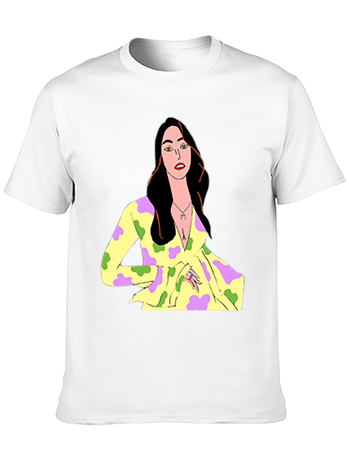 Unique Cartoon Woman Graphic Black T-Shirt
