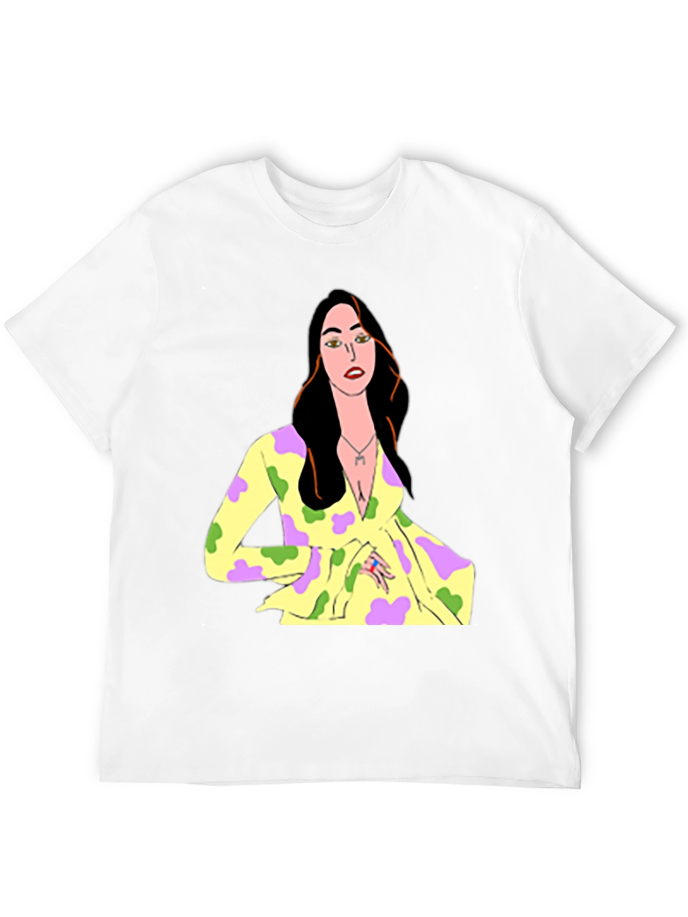 Unique Cartoon Woman Graphic Black T-Shirt