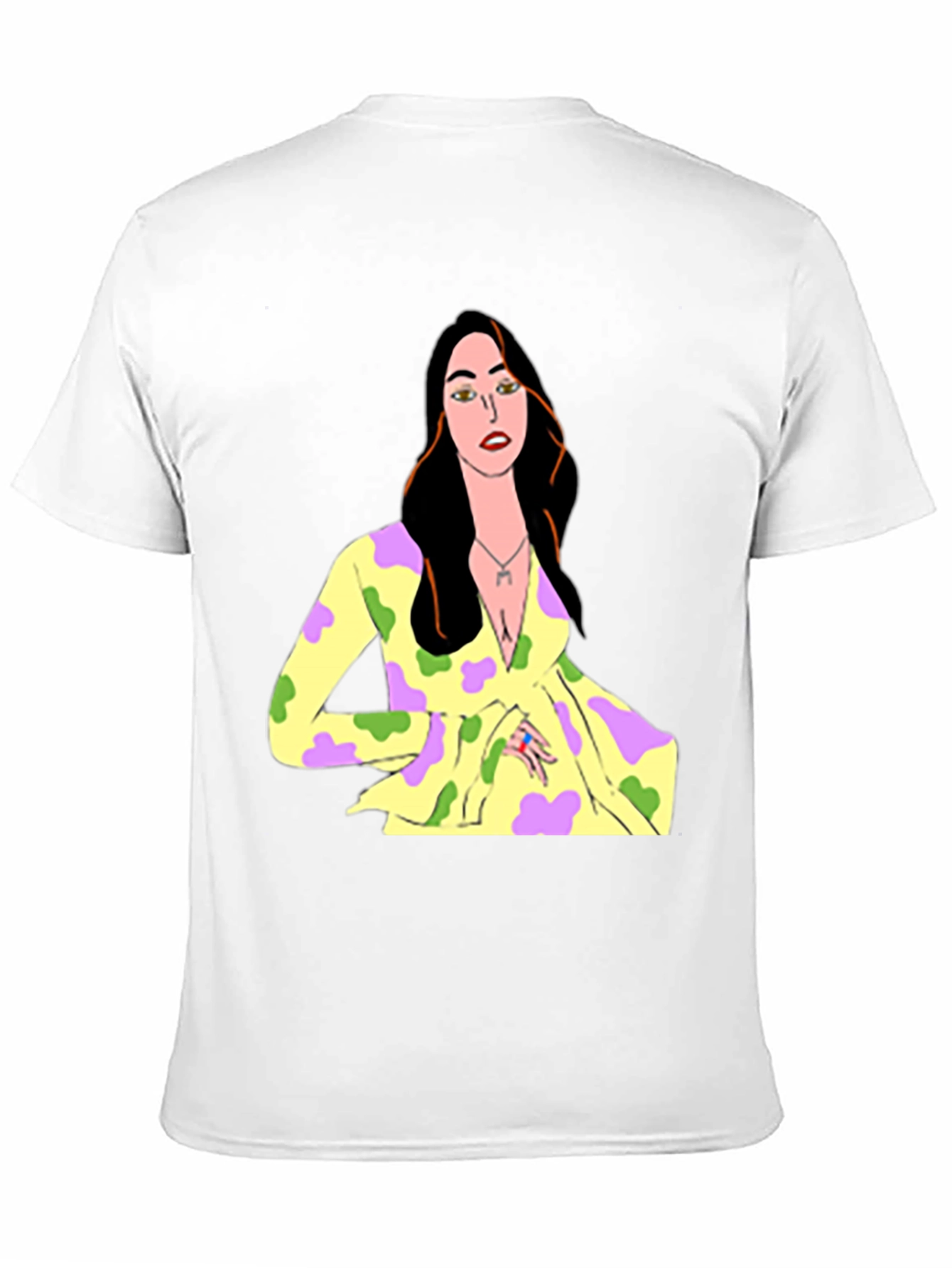Unique Cartoon Woman Graphic Black T-Shirt