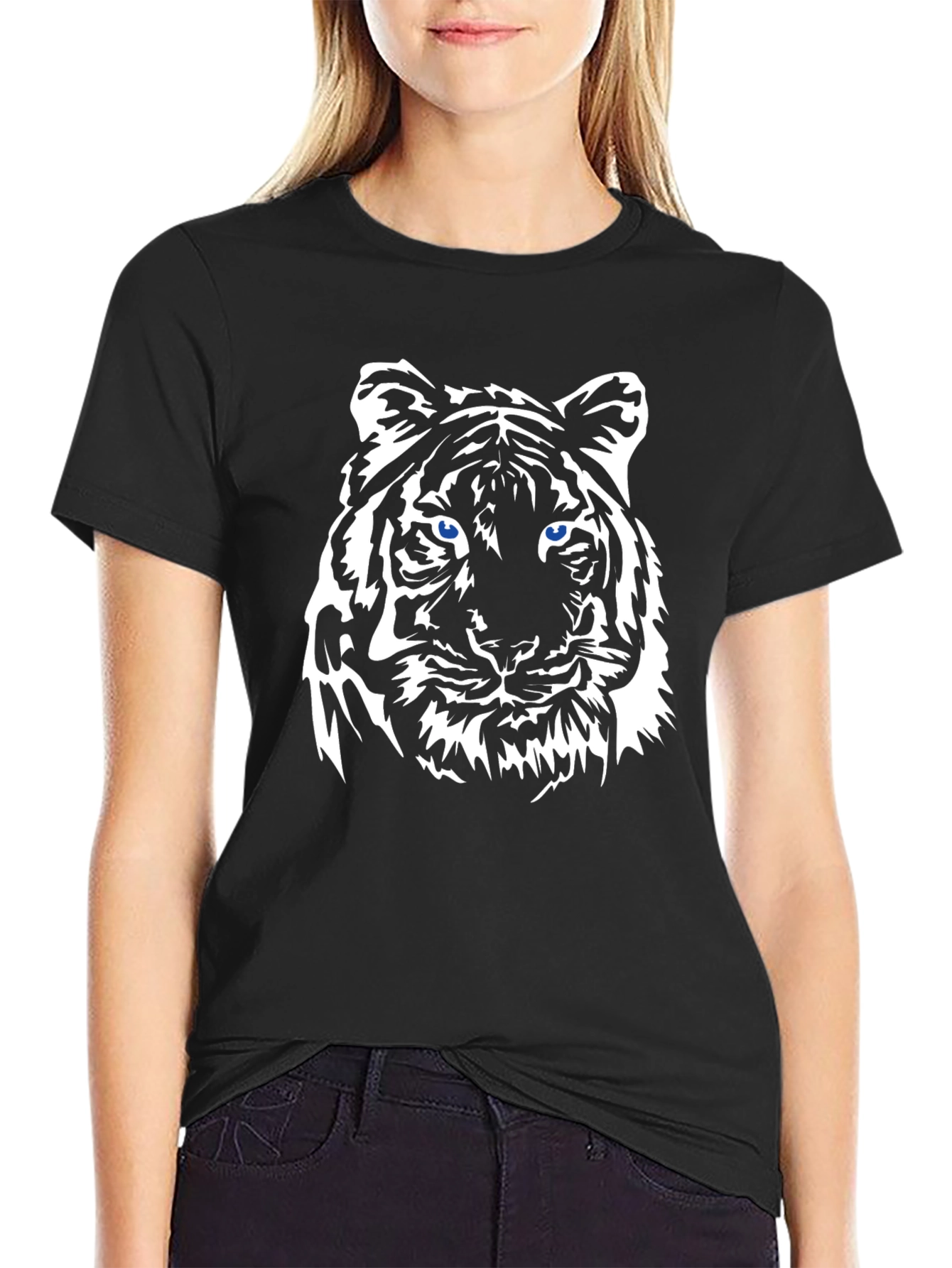 Black Tiger Graphic Tee - Bold Animal Print
