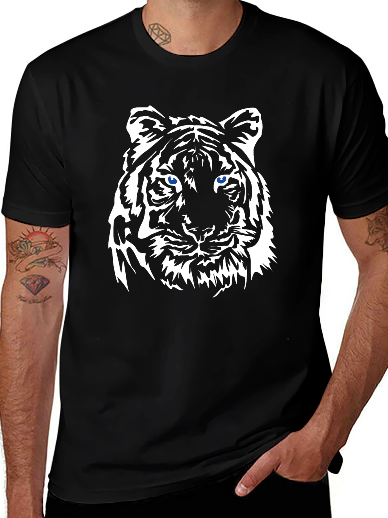 Black Tiger Graphic Tee - Bold Animal Print