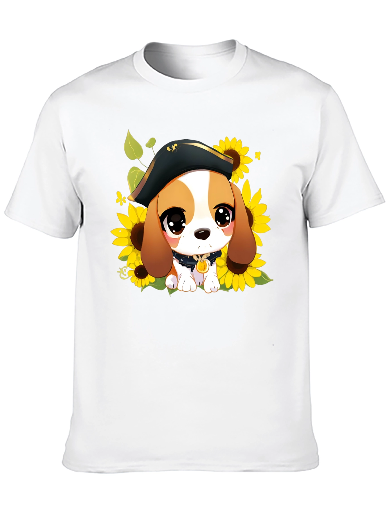 Cute Cartoon Beagle in Pirate Hat T-Shirt