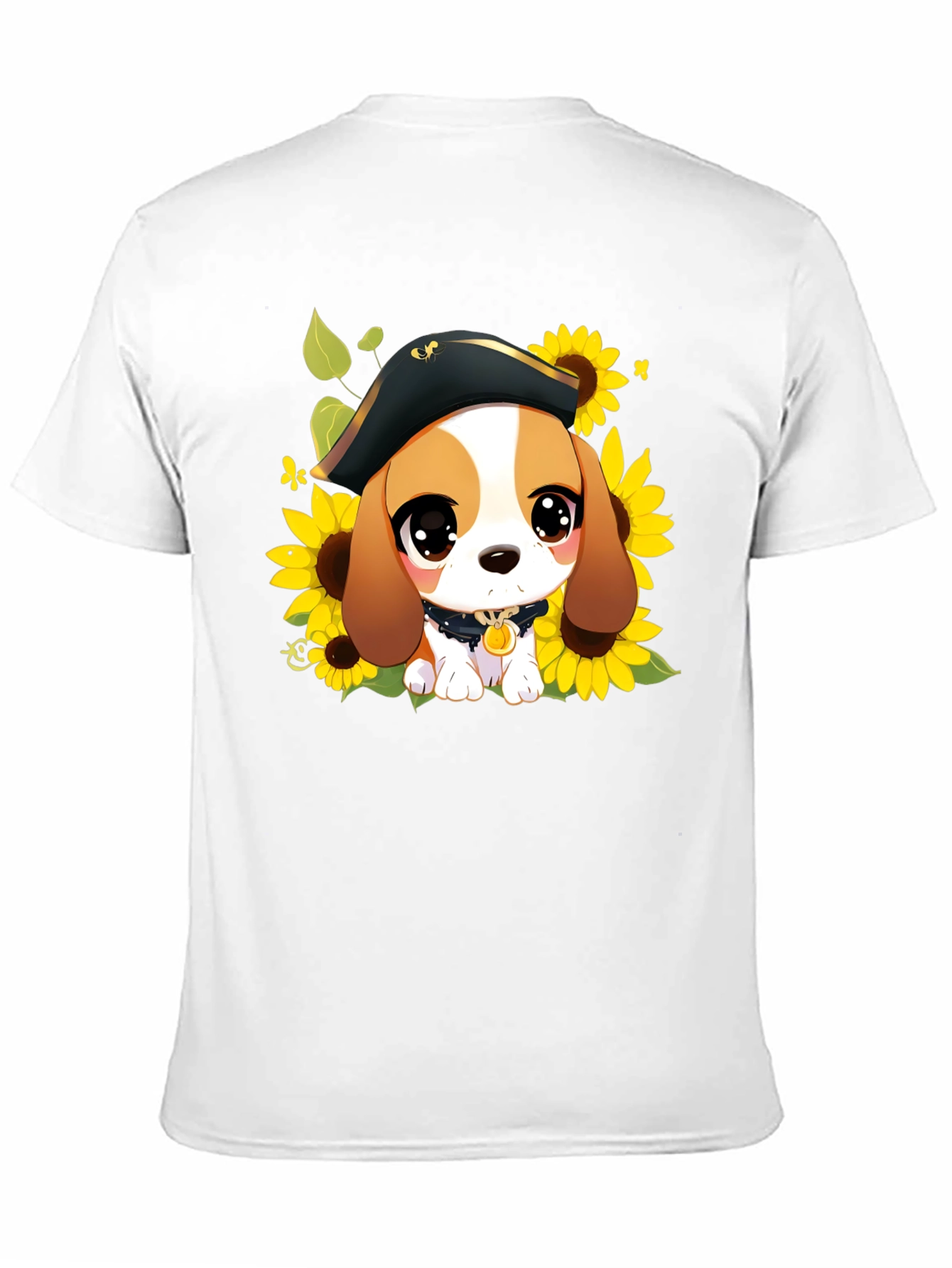 Cute Cartoon Beagle in Pirate Hat T-Shirt