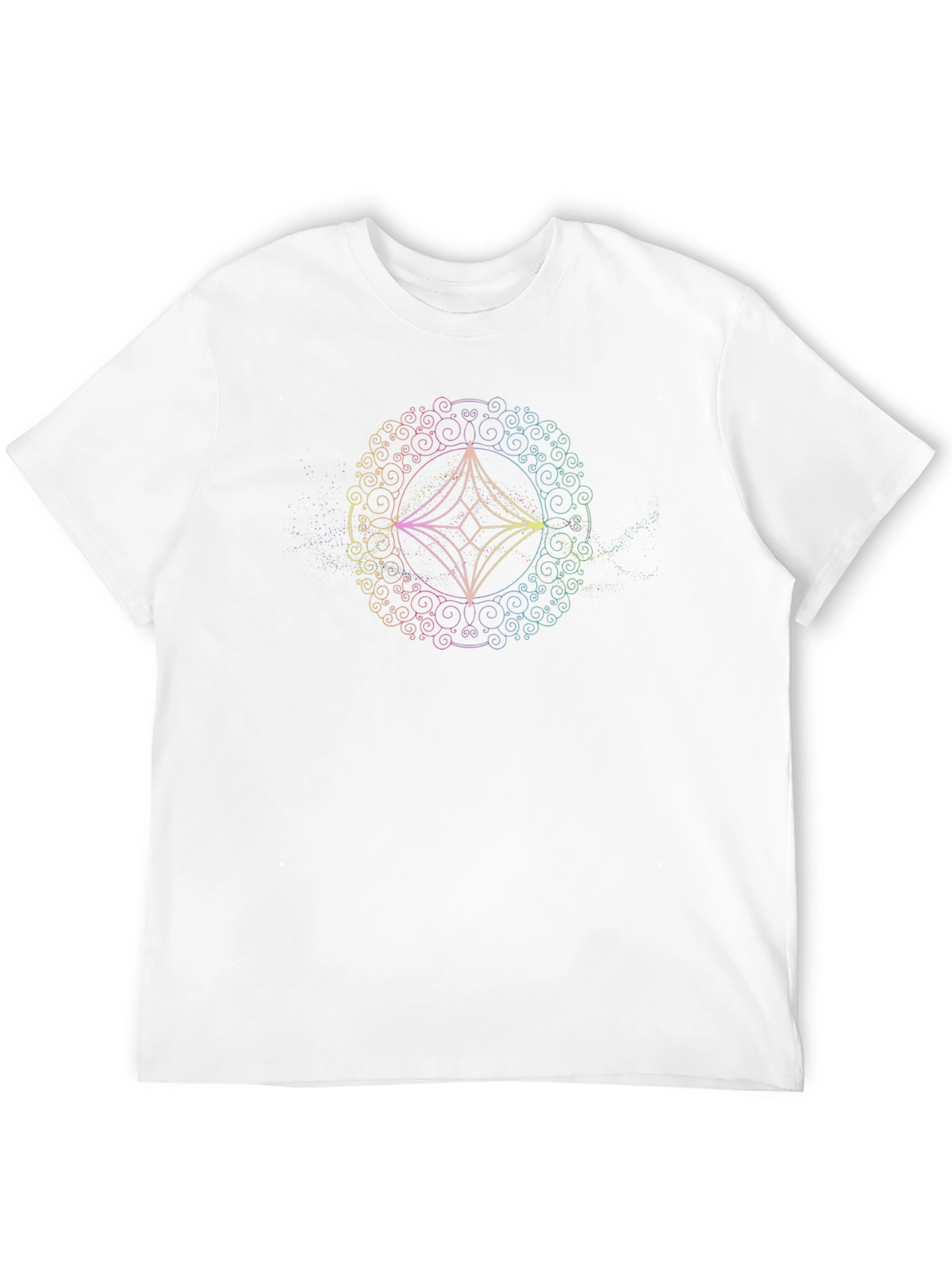 Rainbow Geometric Mandala Black T-Shirt