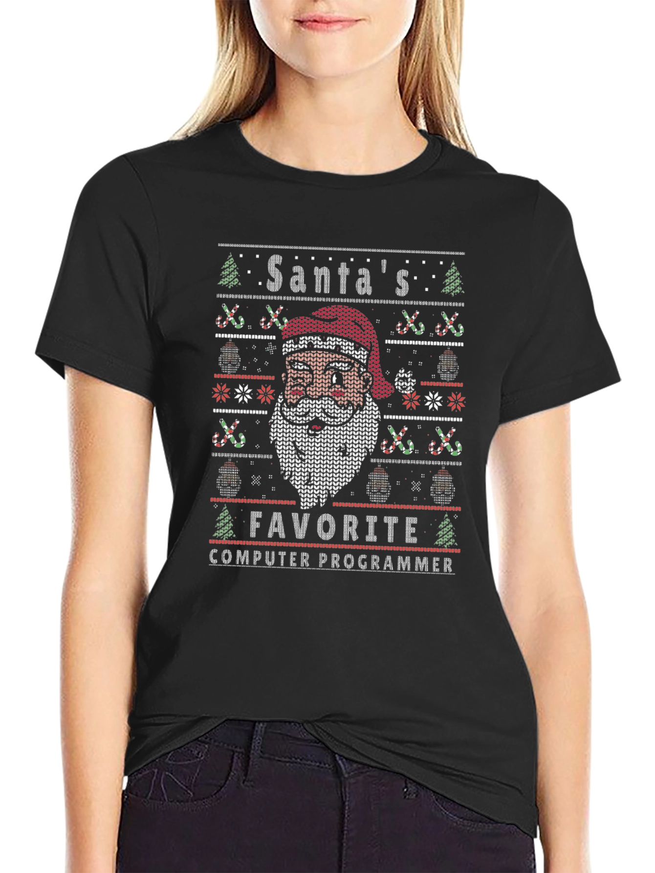 Santas Favorite Computer Programmer Ugly Christmas T-Shirt