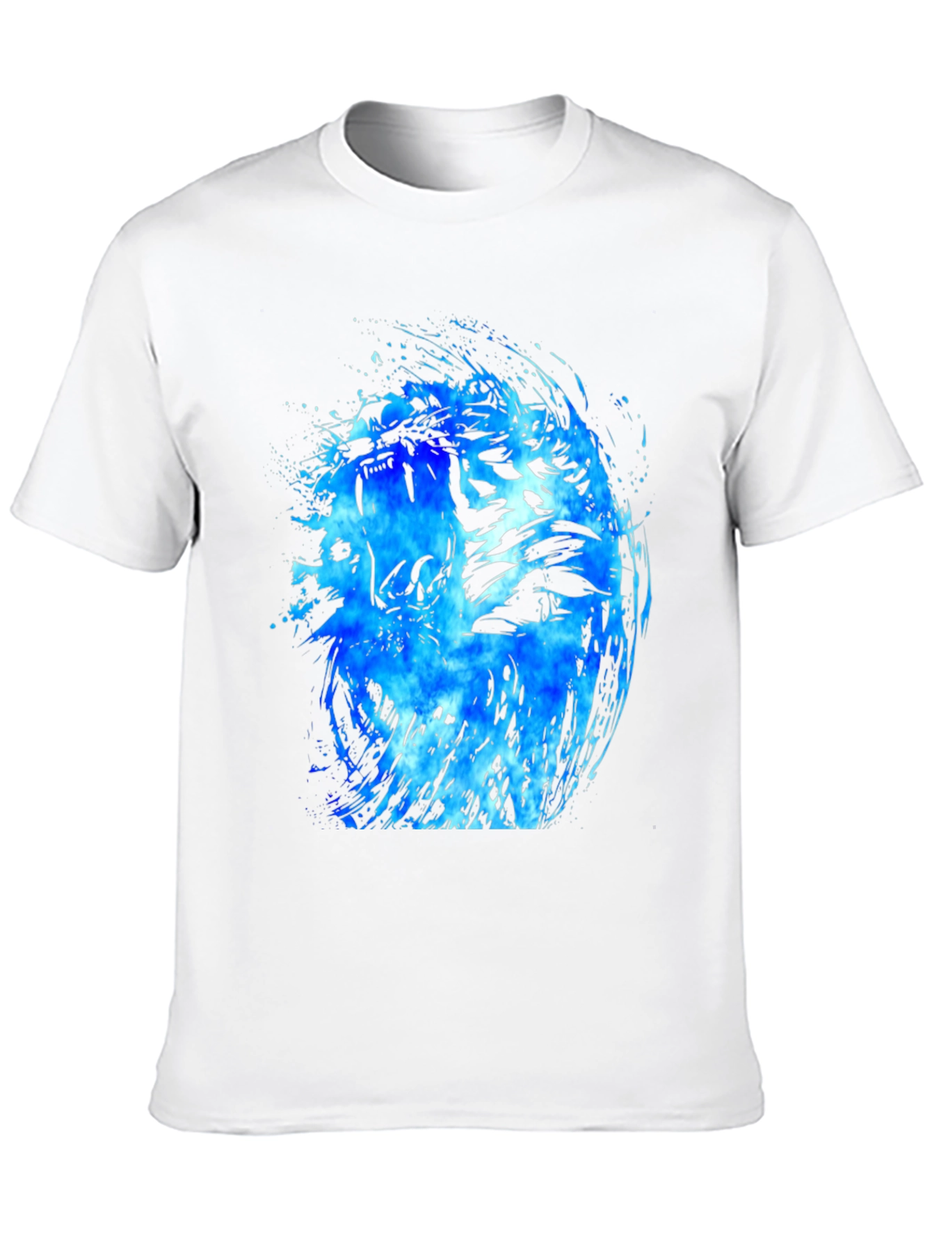 Blue Tiger Graphic Black T-Shirt