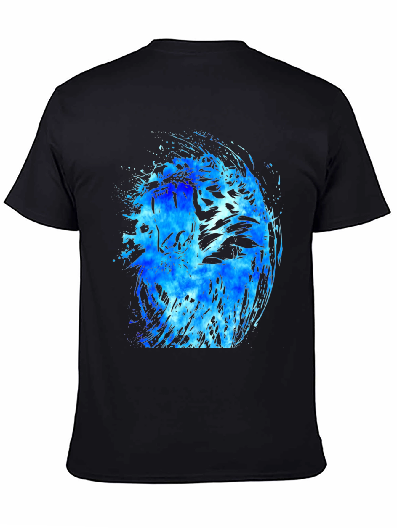 Blue Tiger Graphic Black T-Shirt