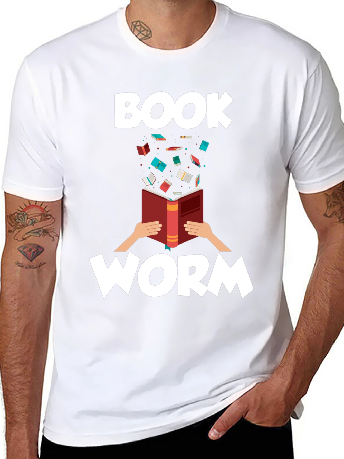 Bookworm Graphic Tee - Black Cotton T-Shirt