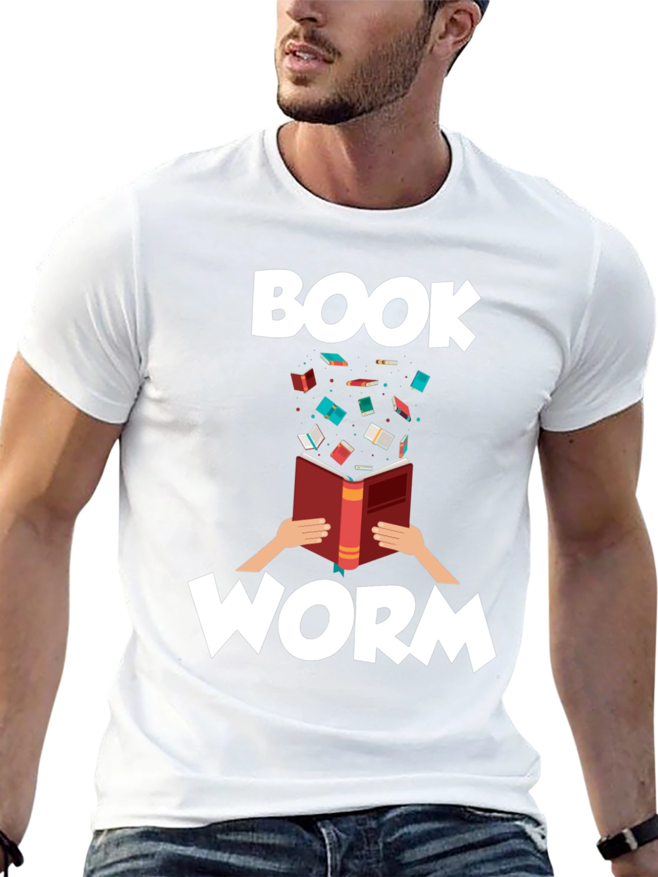 Bookworm Graphic Tee - Black Cotton T-Shirt