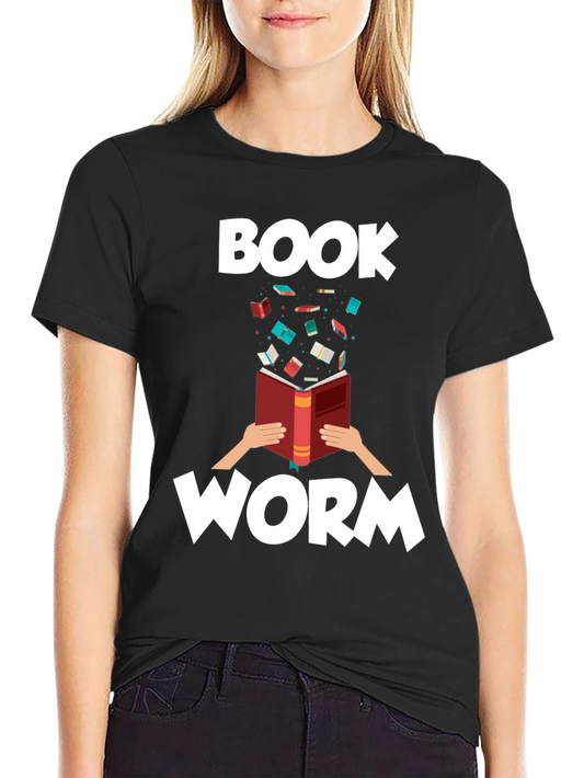 Bookworm Graphic Tee - Black Cotton T-Shirt