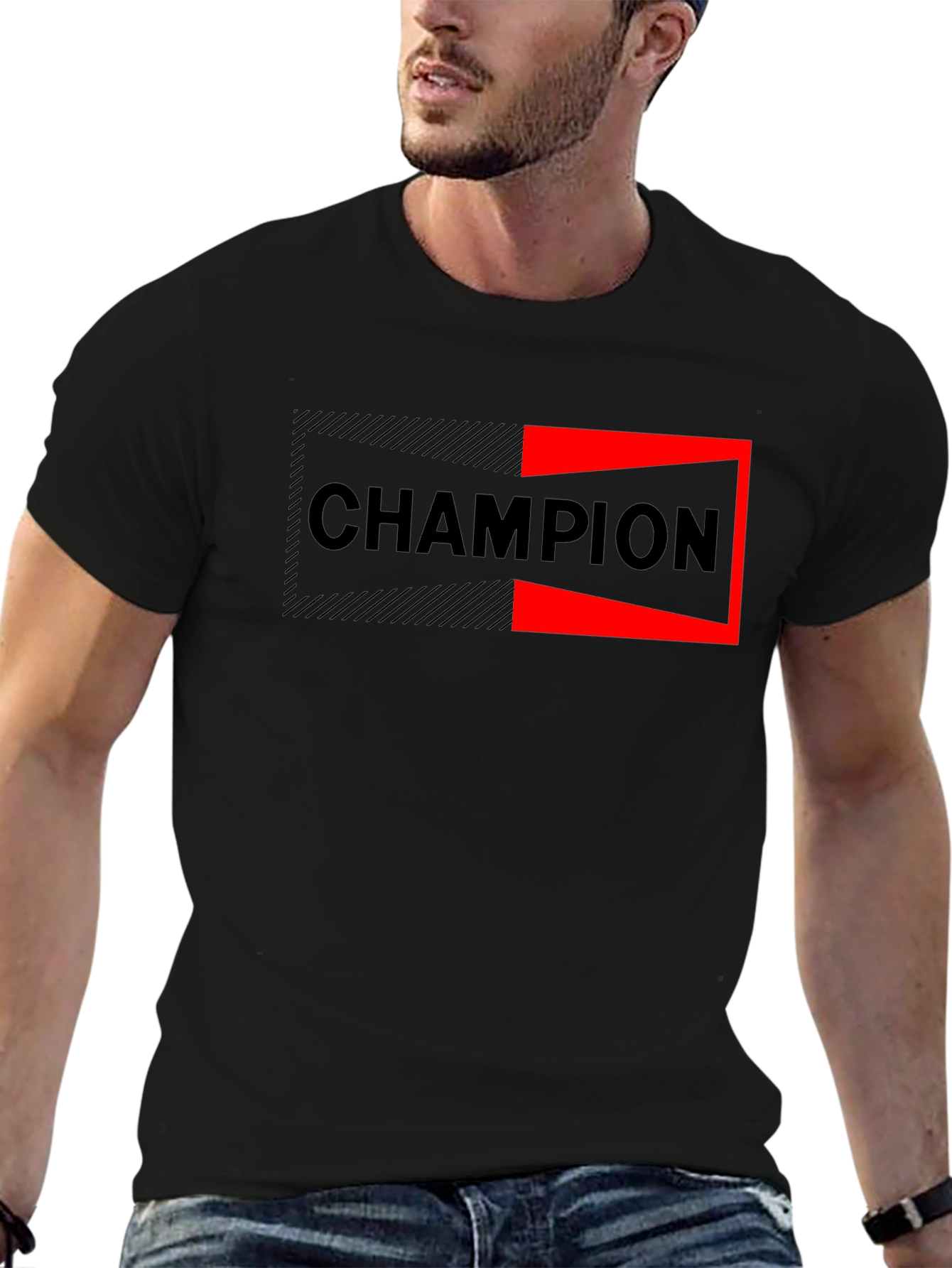 Champion Graphic Print Black T-Shirt for Men