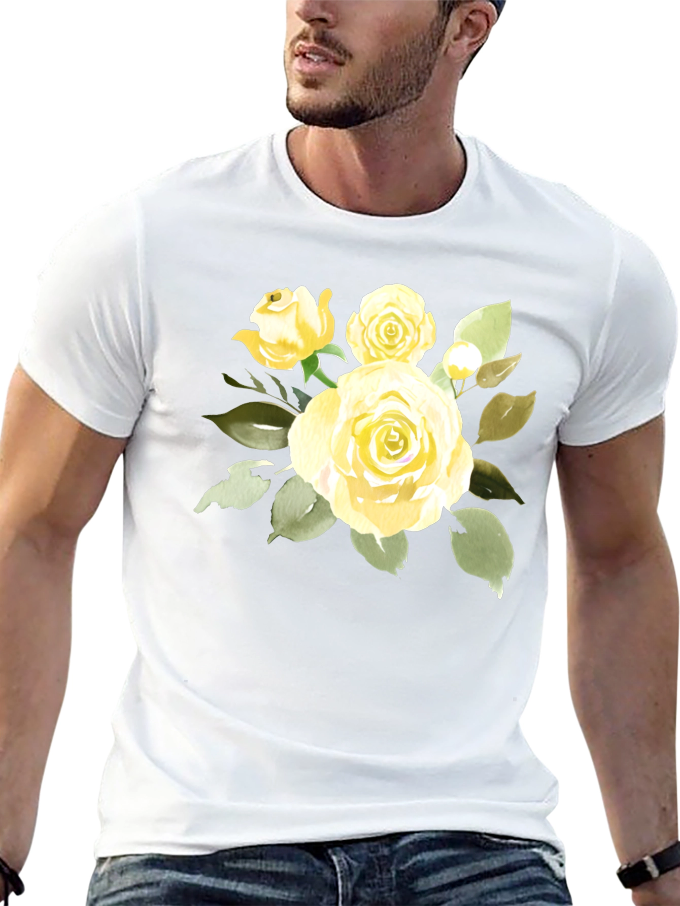Floral Rose Graphic T-Shirt - Stylish Black Tee