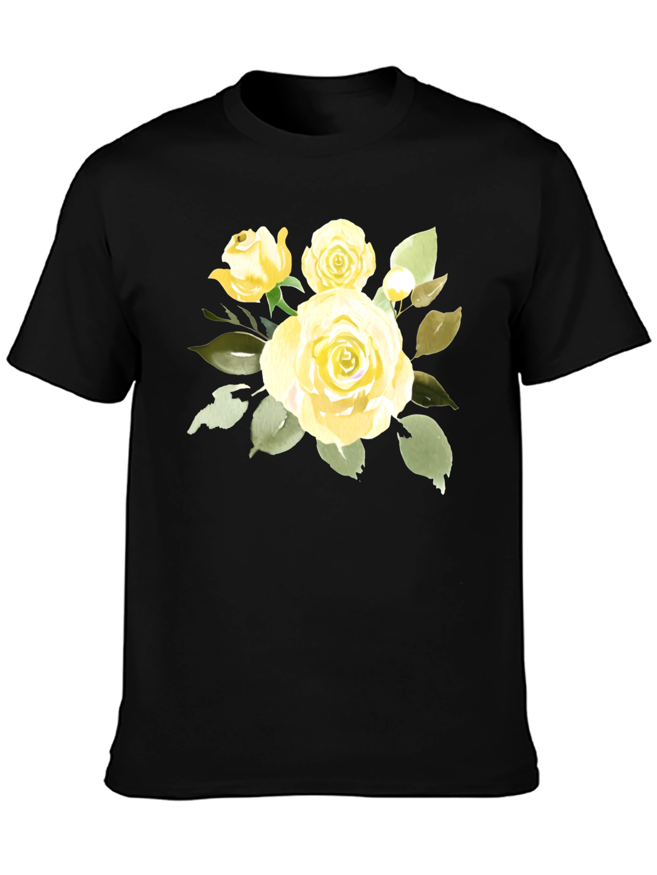Floral Rose Graphic T-Shirt - Stylish Black Tee