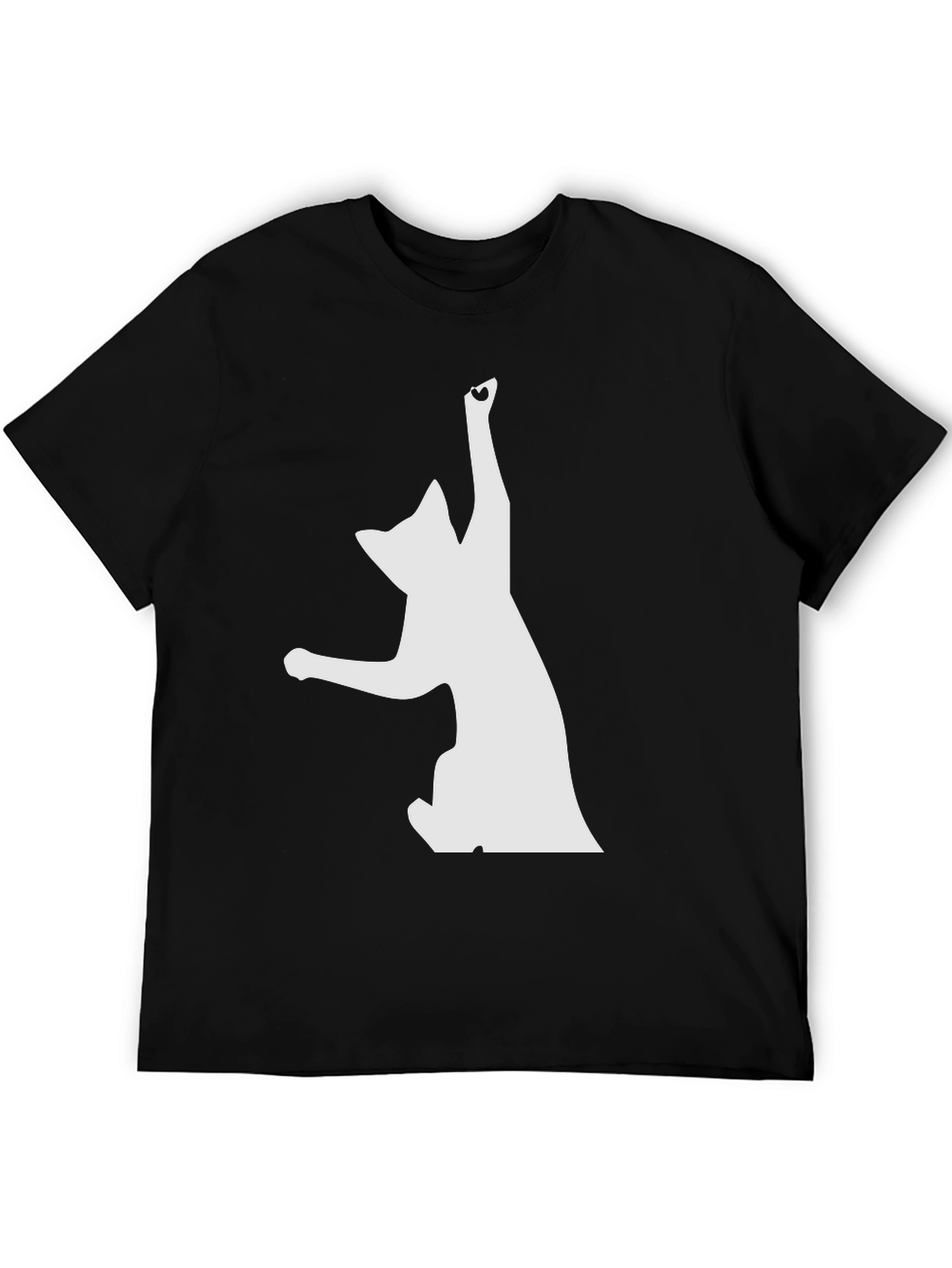 Playful Cat Graphic Black T-Shirt - Unique Design