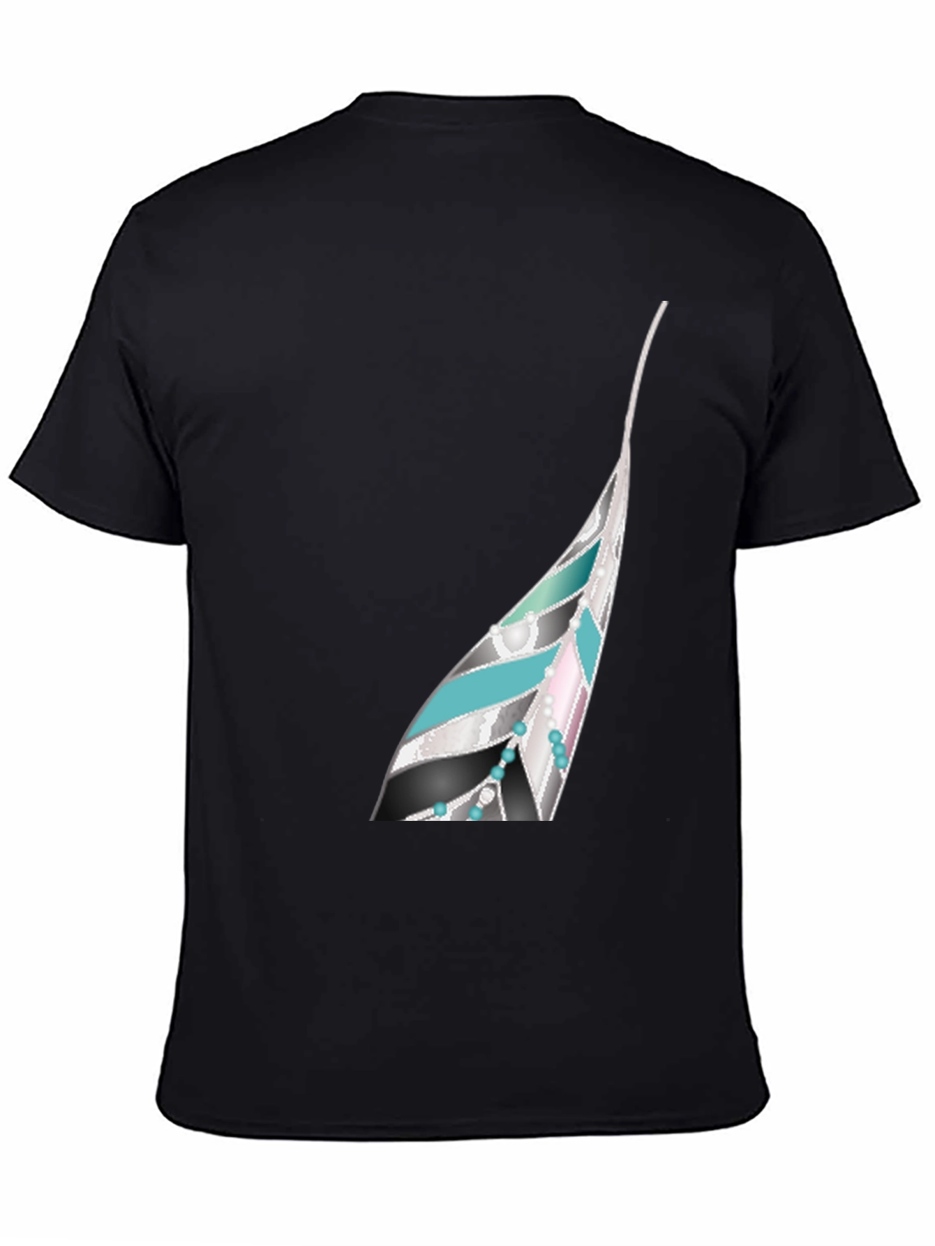 Stylish Feather Graphic Black T-Shirt
