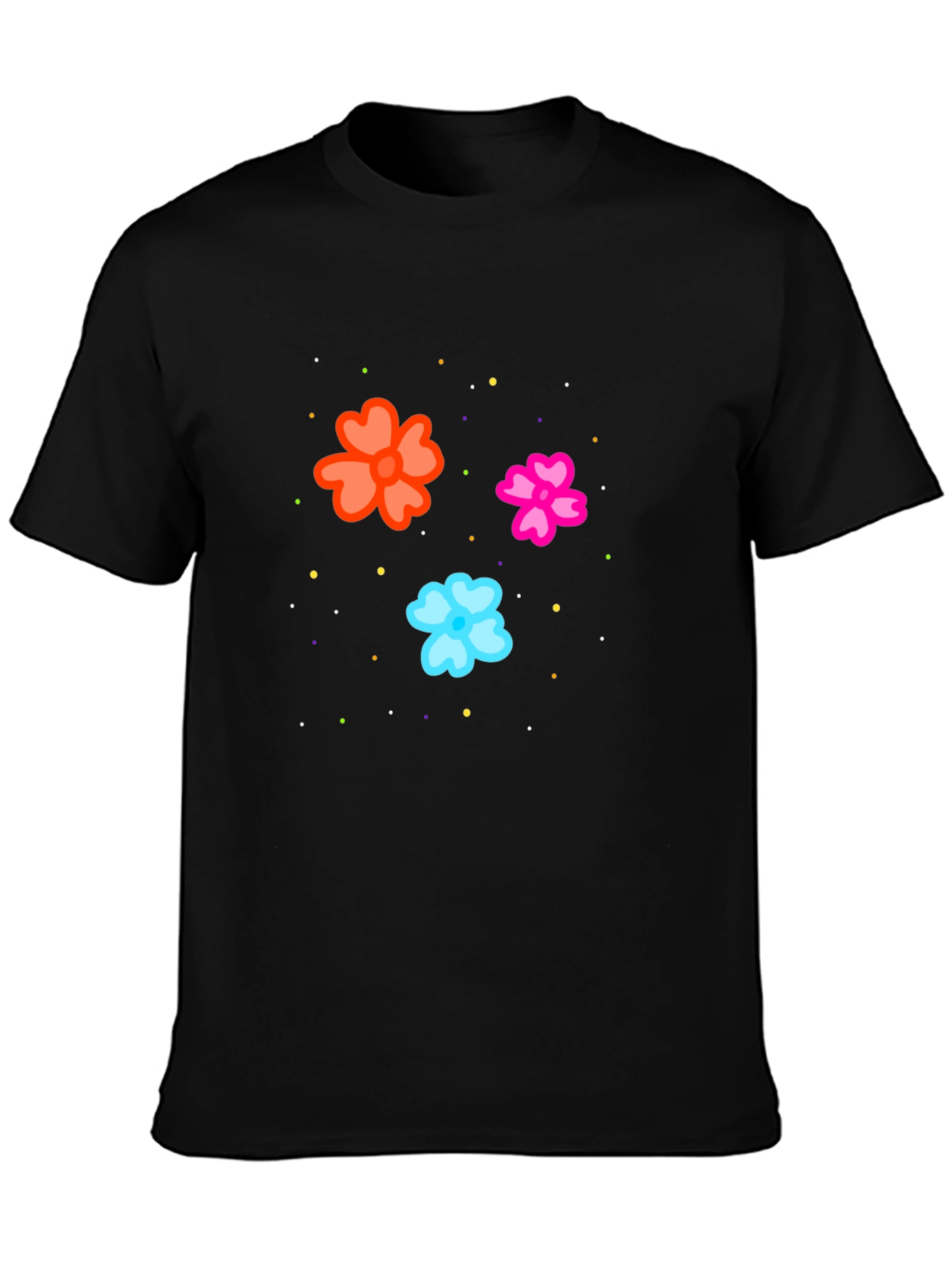 Floral Print Black T-Shirt for Men