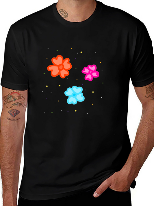 Floral Print Black T-Shirt for Men
