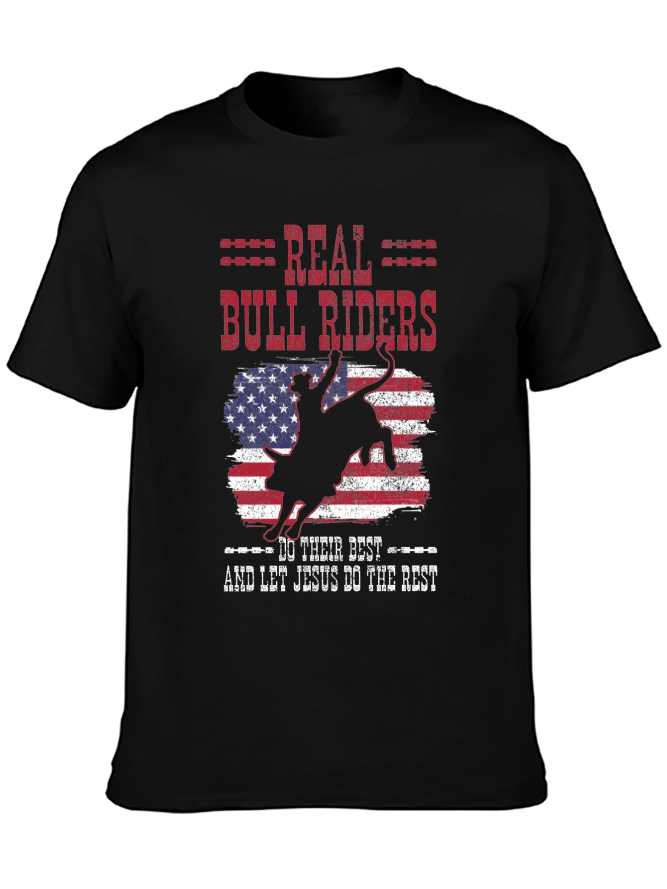 Real Bull Riders Graphic Tee - Patriotic Rodeo Shirt