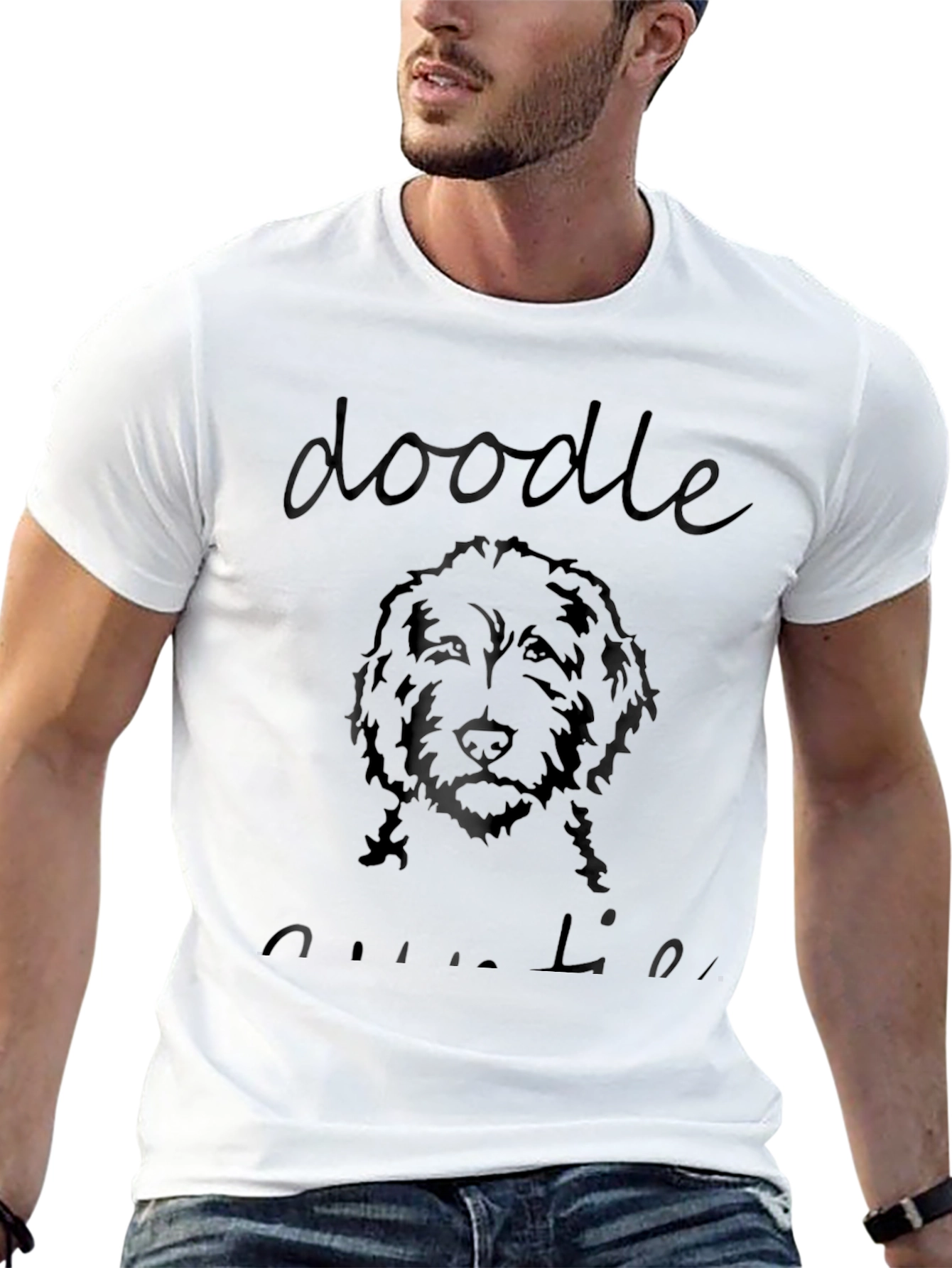 Doodle Auntie T-Shirt - Black Crew Neck Tee