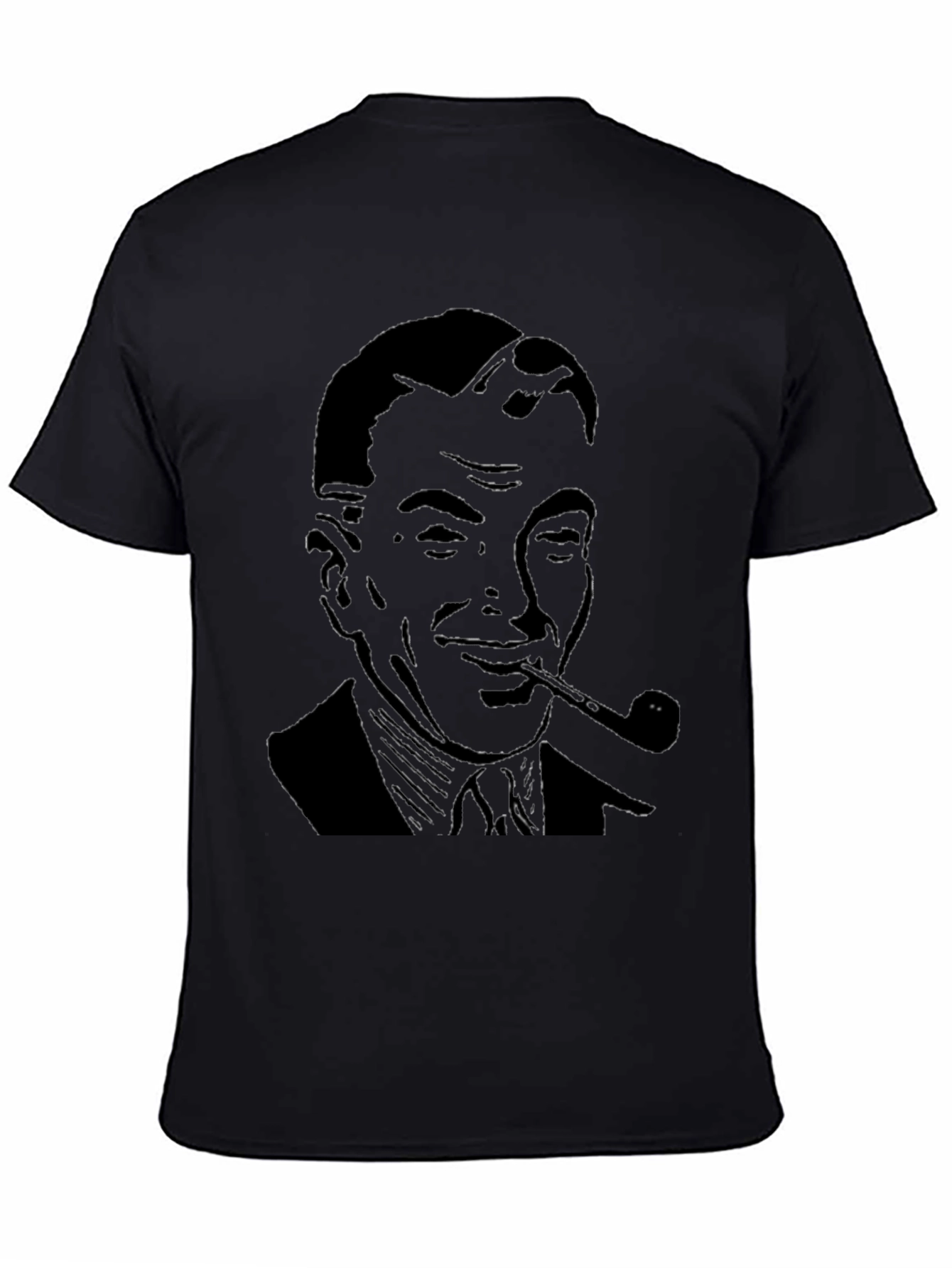 Retro Man with Pipe Graphic T-Shirt - Black
