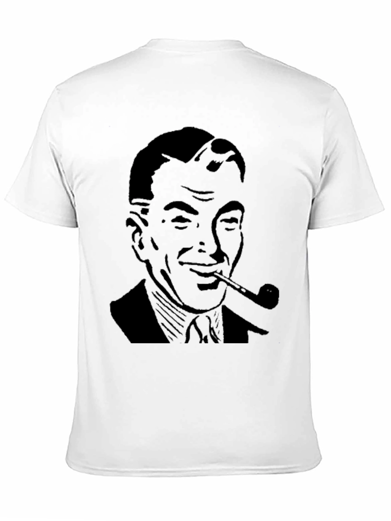 Retro Man with Pipe Graphic T-Shirt - Black