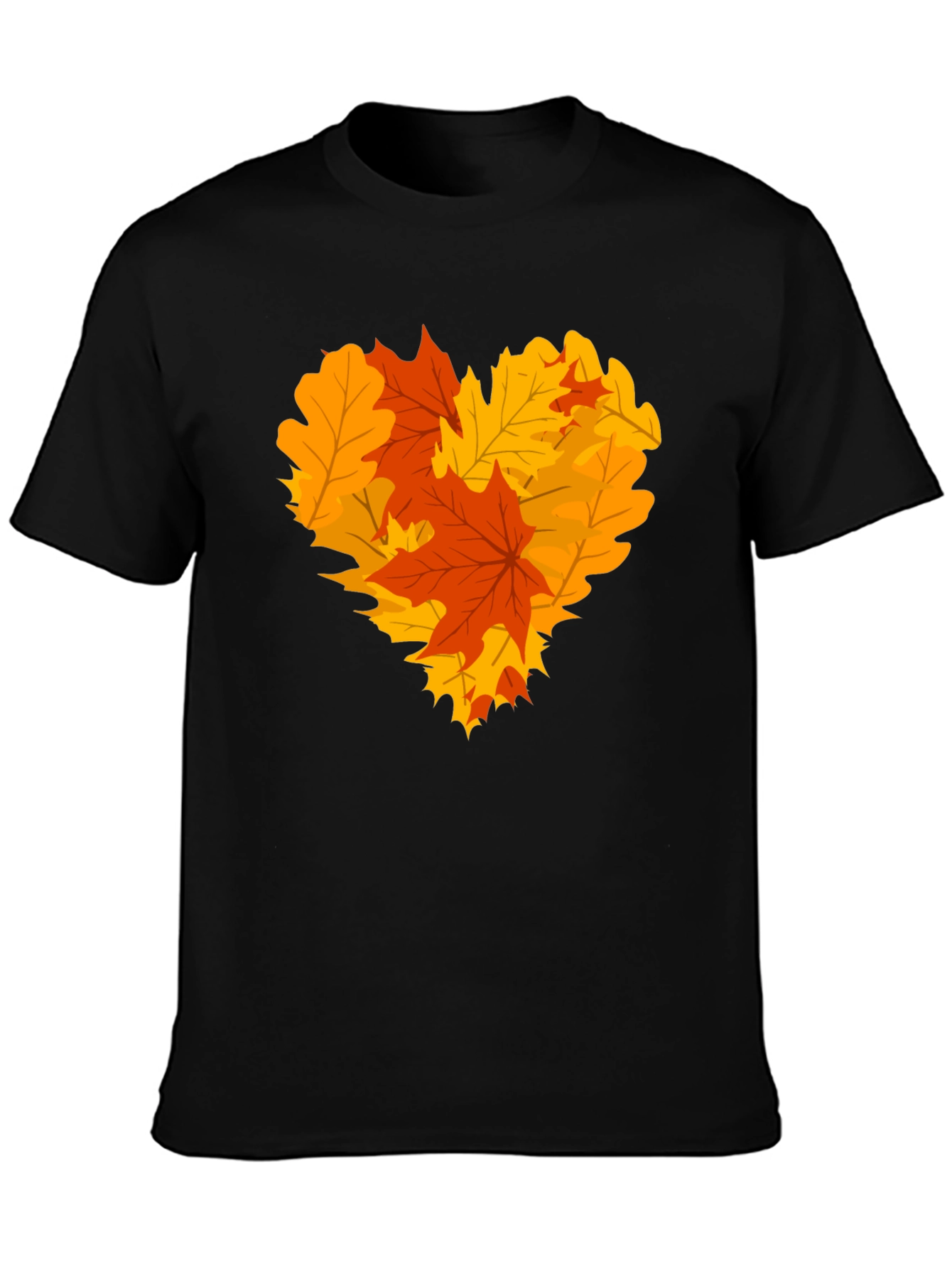 Autumn Leaves Heart Graphic T-Shirt - Fall Fashion