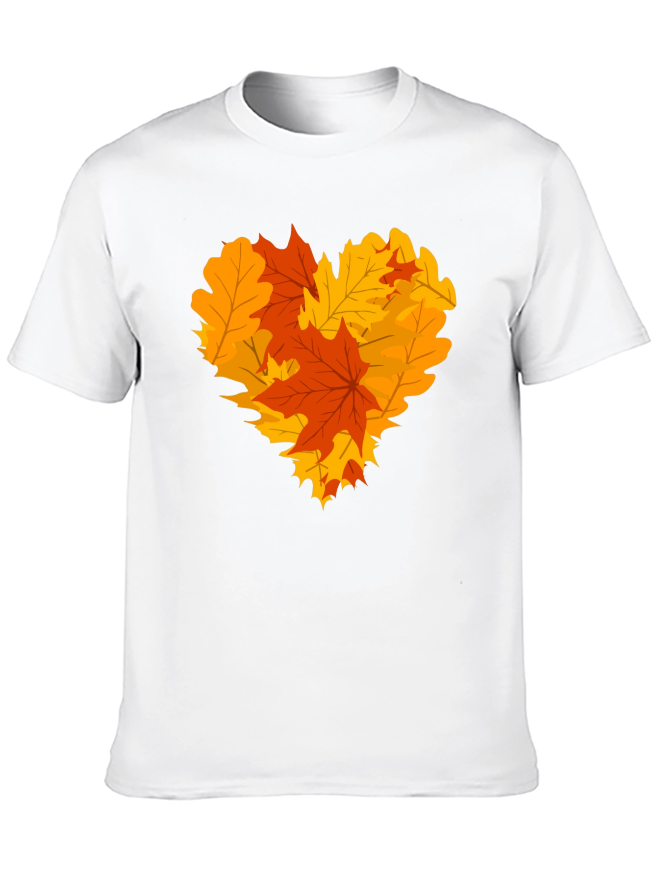 Autumn Leaves Heart Graphic T-Shirt - Fall Fashion