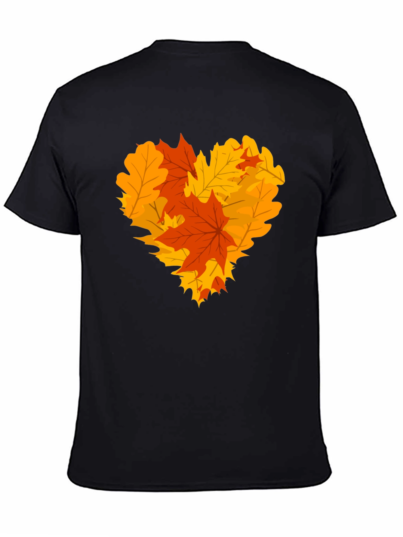 Autumn Leaves Heart Graphic T-Shirt - Fall Fashion
