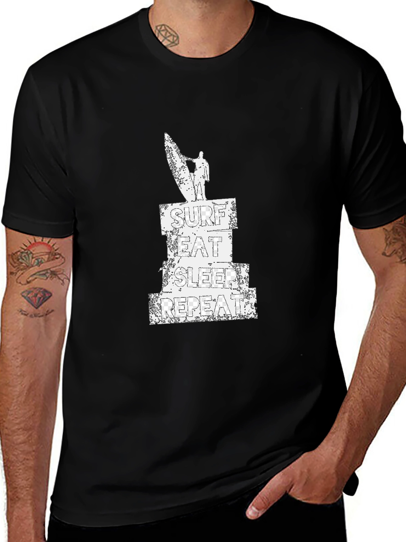 Surf Eat Sleep Repeat T-Shirt Black
