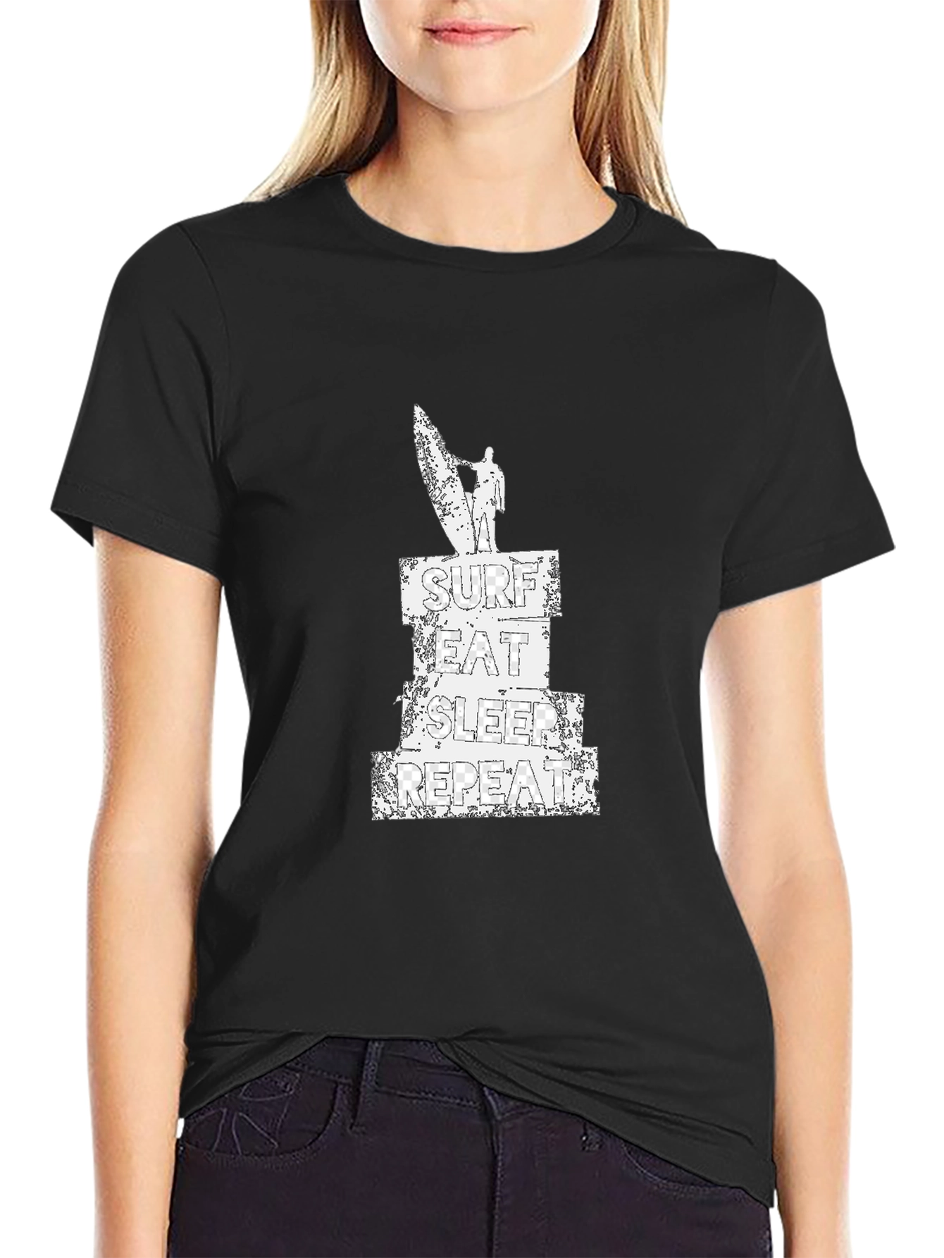 Surf Eat Sleep Repeat T-Shirt Black