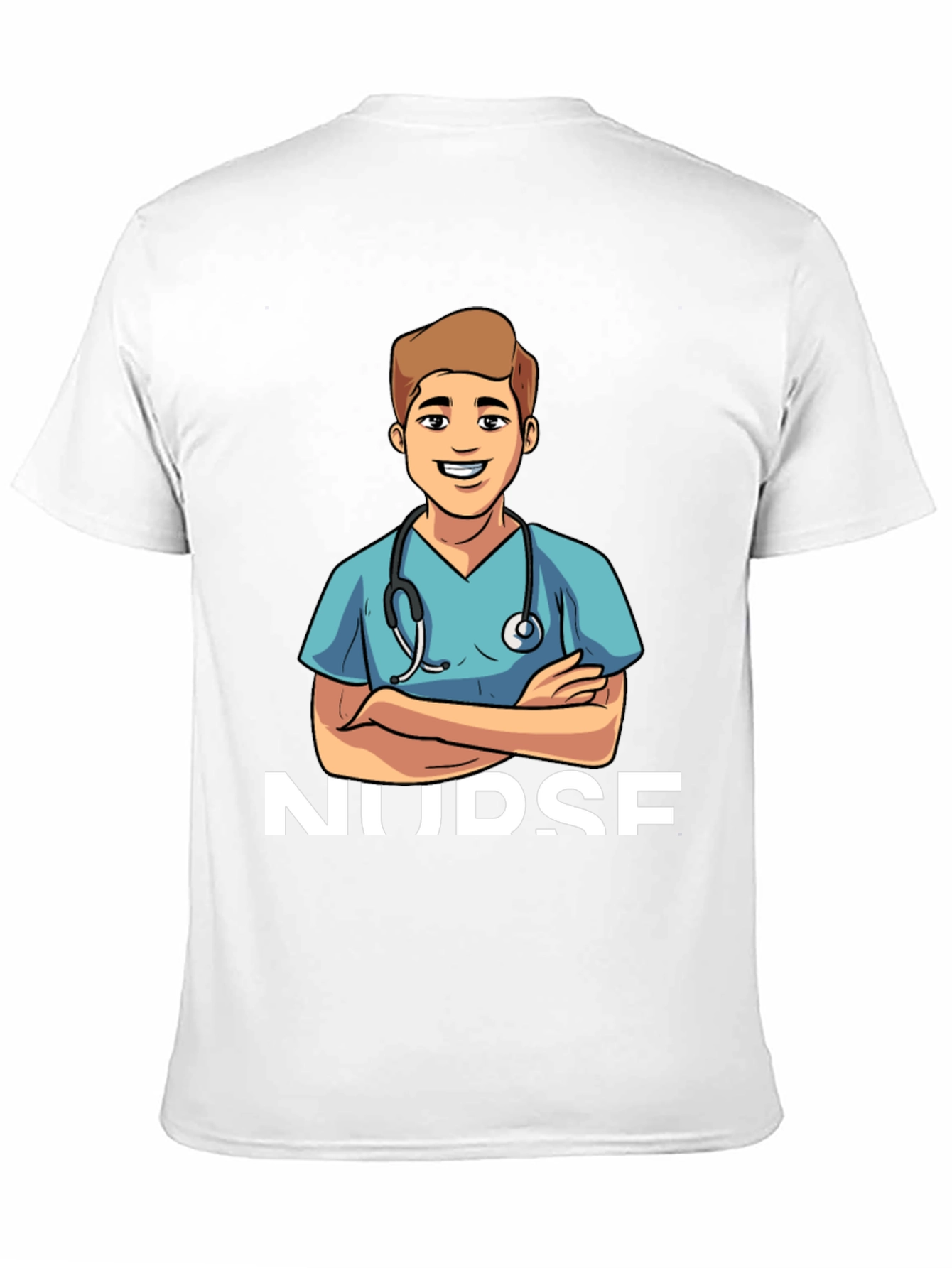 Cartoon Nurse T-Shirt - Black Cotton Blend