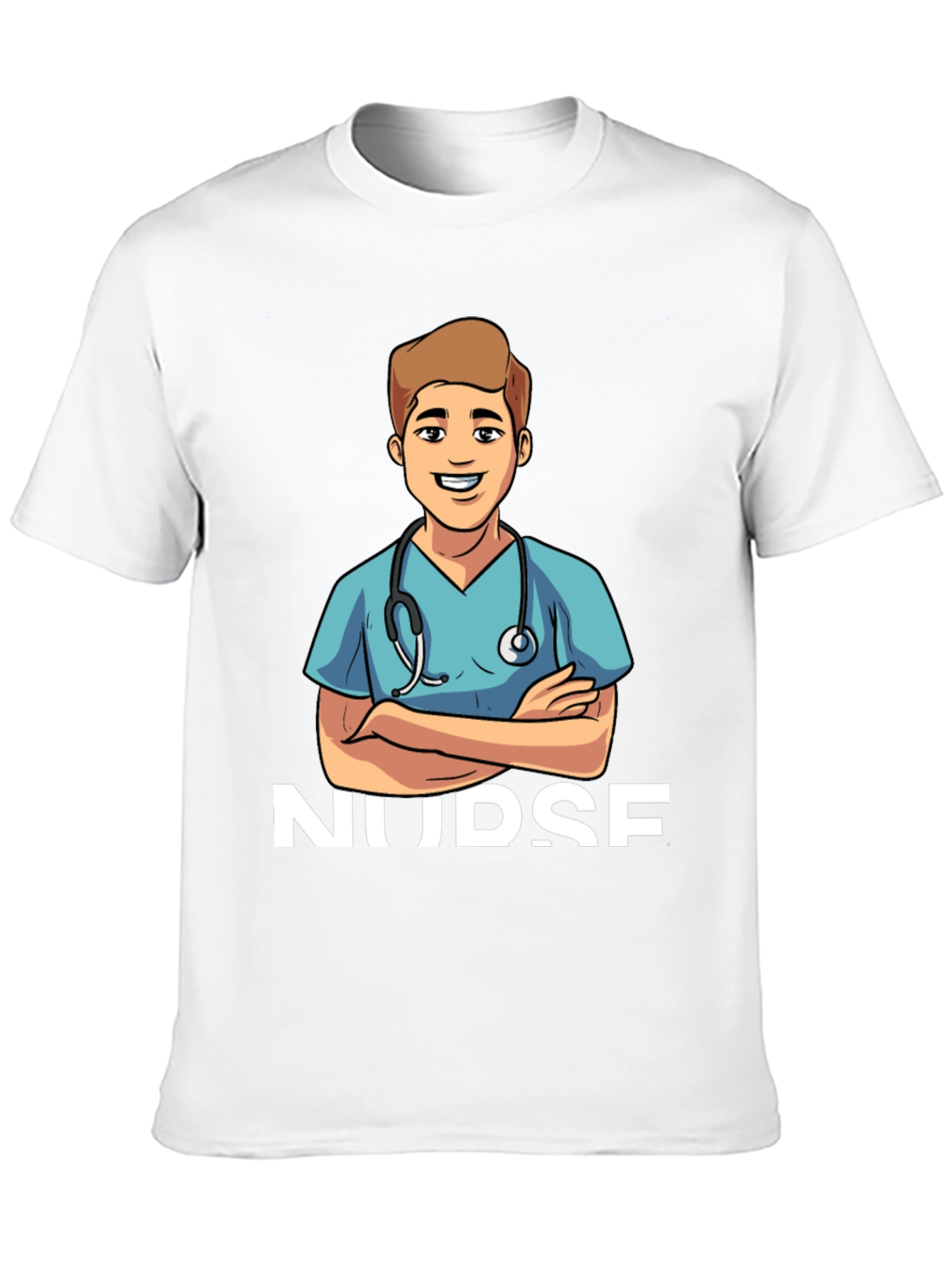 Cartoon Nurse T-Shirt - Black Cotton Blend