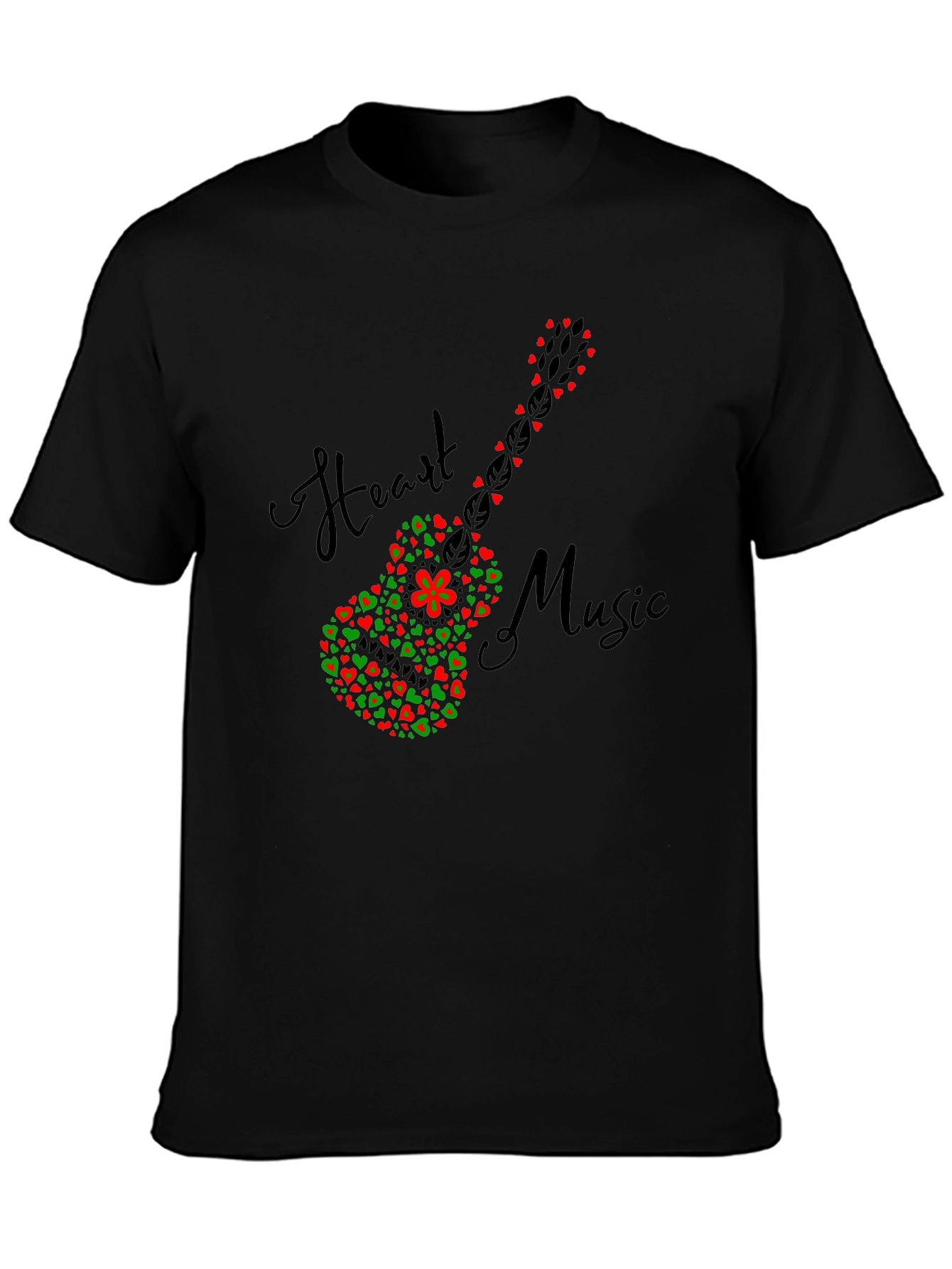 Heart Music Guitar T-Shirt - Black