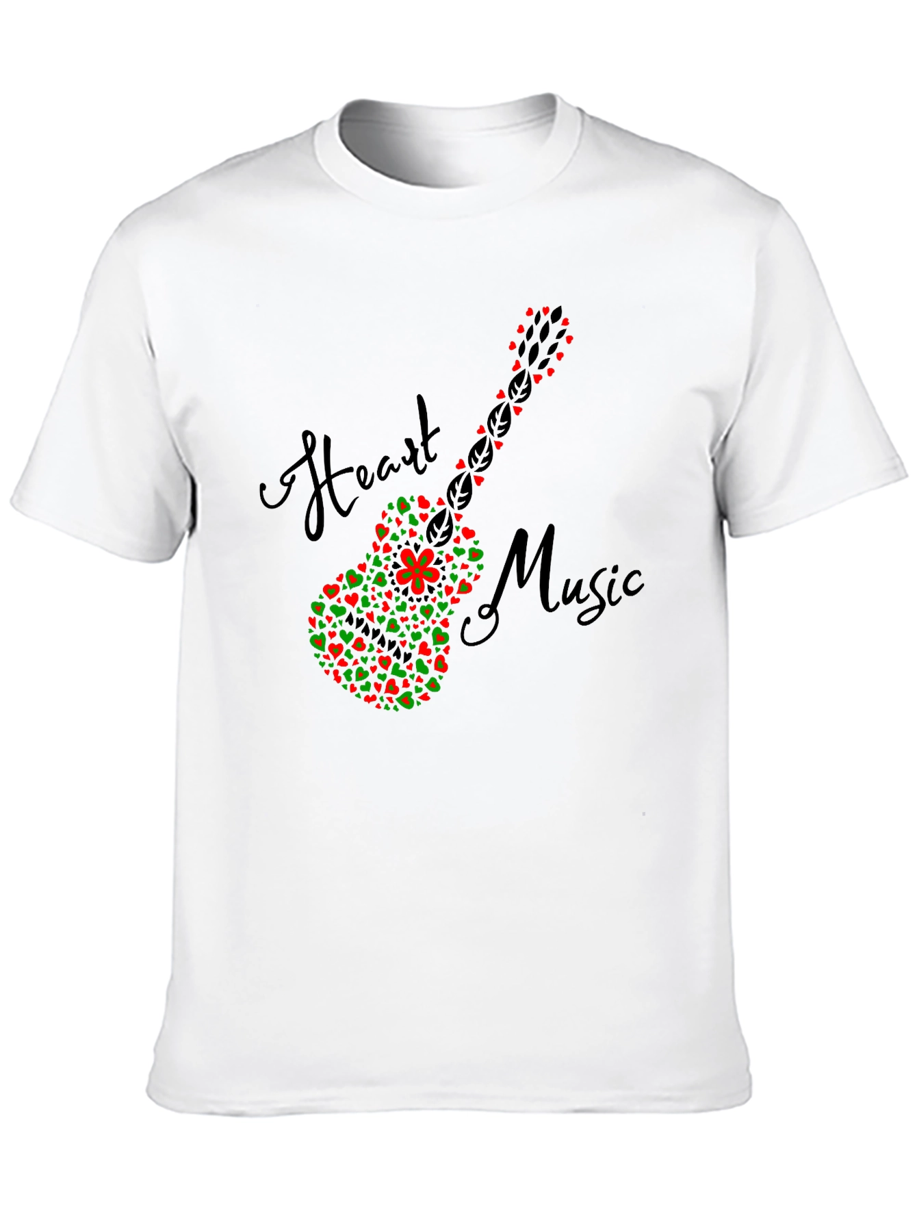 Heart Music Guitar T-Shirt - Black