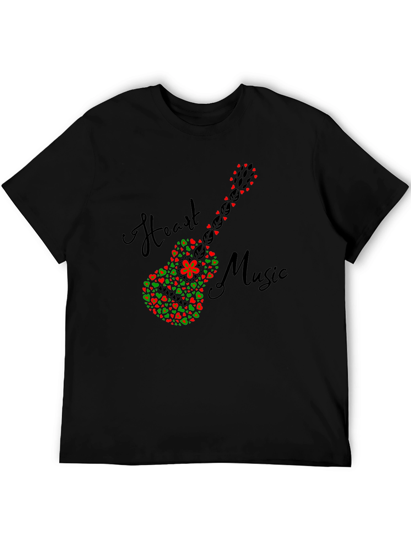 Heart Music Guitar T-Shirt - Black