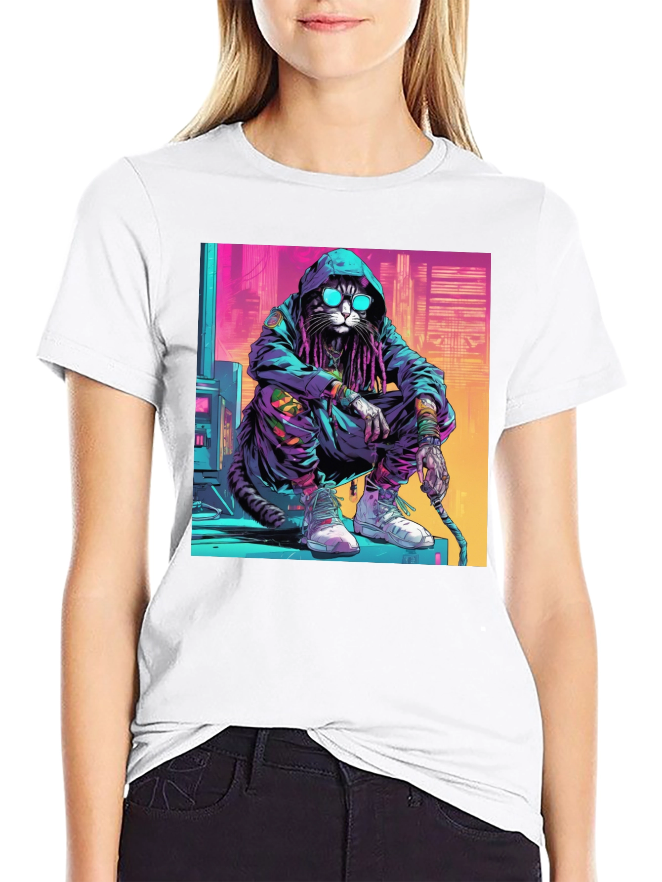 Cool Cat in Hoodie T-Shirt